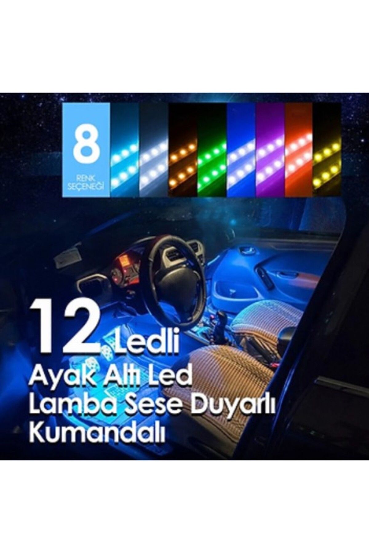 TTT Araç İçi Müziğe ve Sese Duyarlı RGB LED