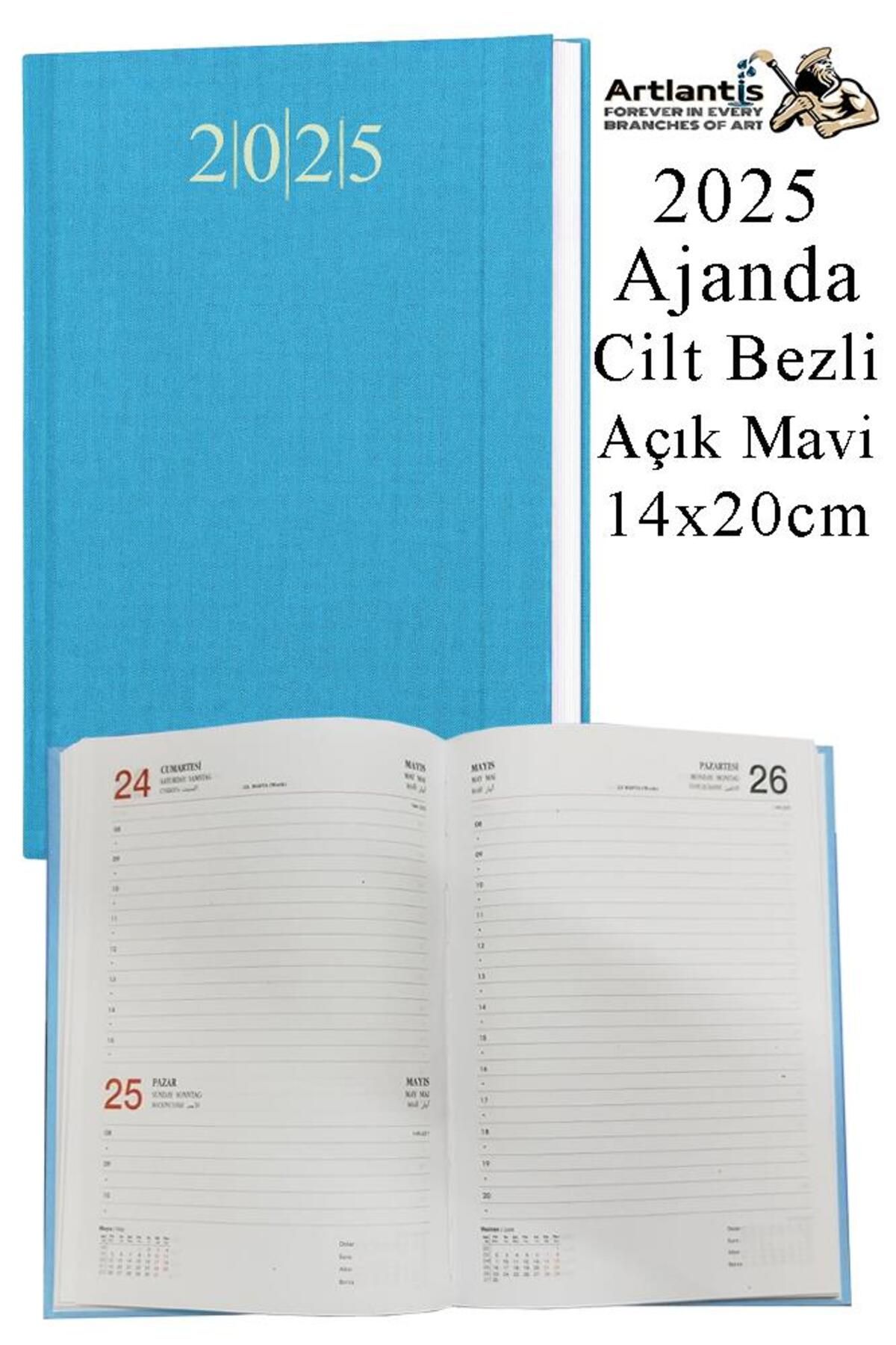 Artlantis 2025 Ajanda 14x20 cm Çizgili Cilt Bezli Dikişli 1 Adet Günlük Planlayıcı Cilt Bezi Ciltli Ajanda 202