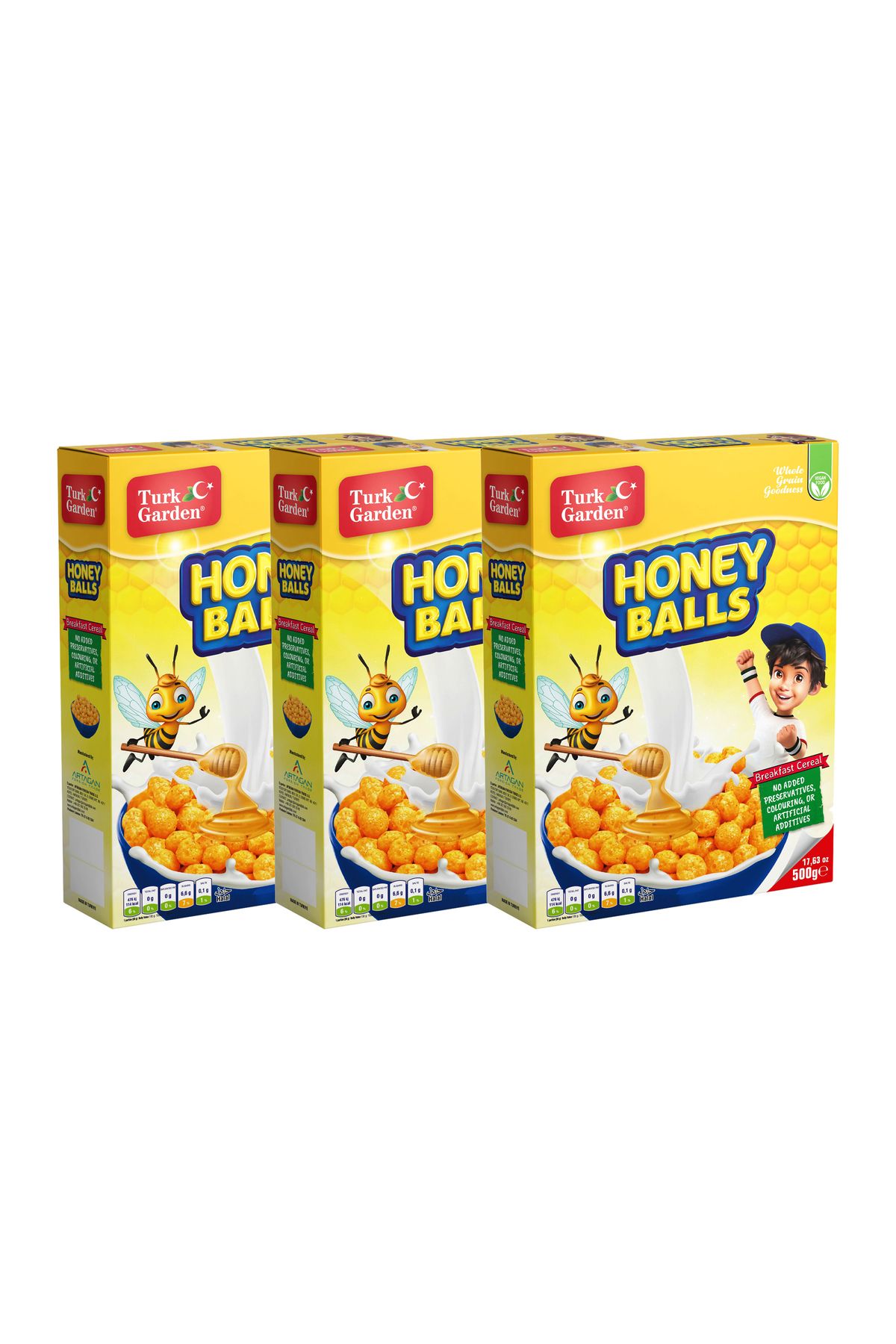 TURK GARDEN Honey Balls Ballı Mısır Gevreği 500 gr 3'lü Paket