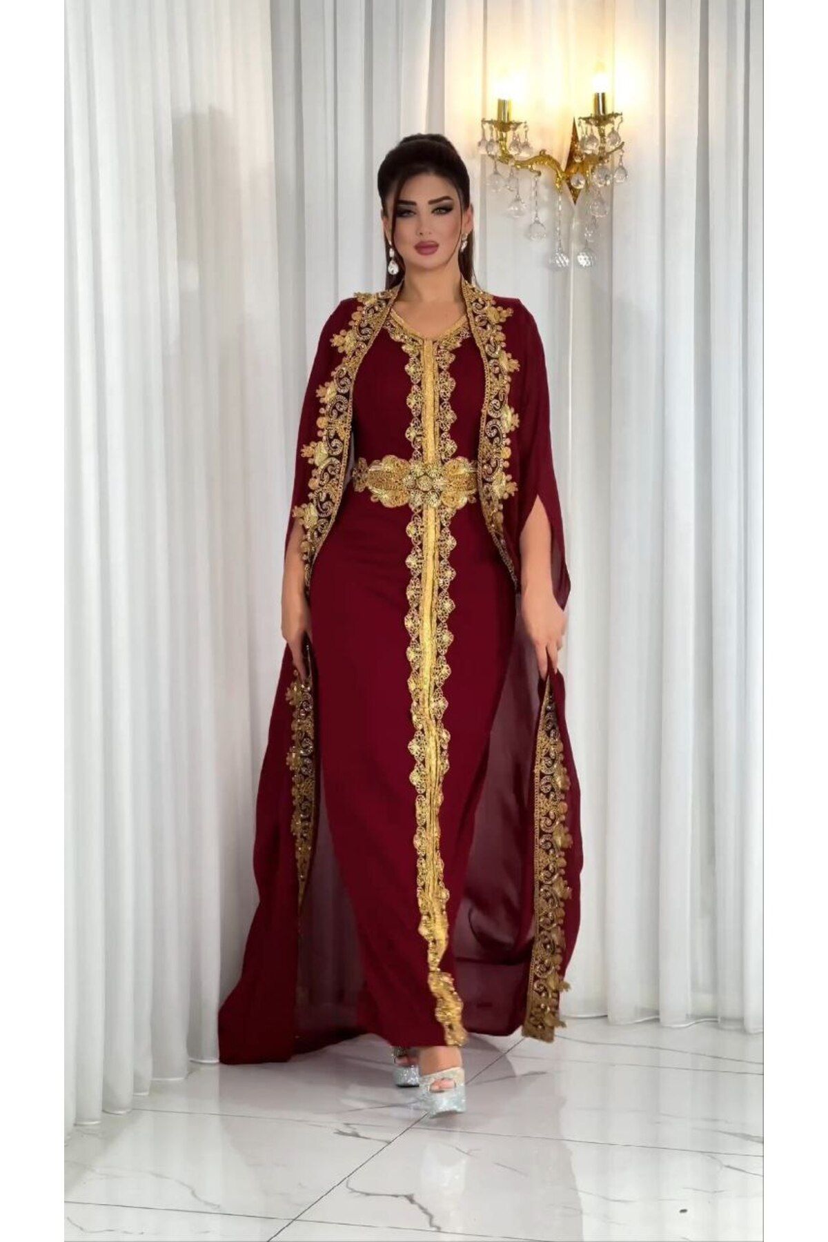 ZENABİYEM Zena Fashion Nakış İşlemeli 3 Parça Kaftan