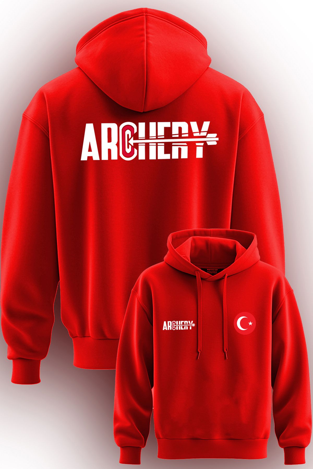 TOP GLORY Okçuluk Baskılı 3 İp Şardonlu Sweatshirt hoodie Okçuluk Sweat Arch22002