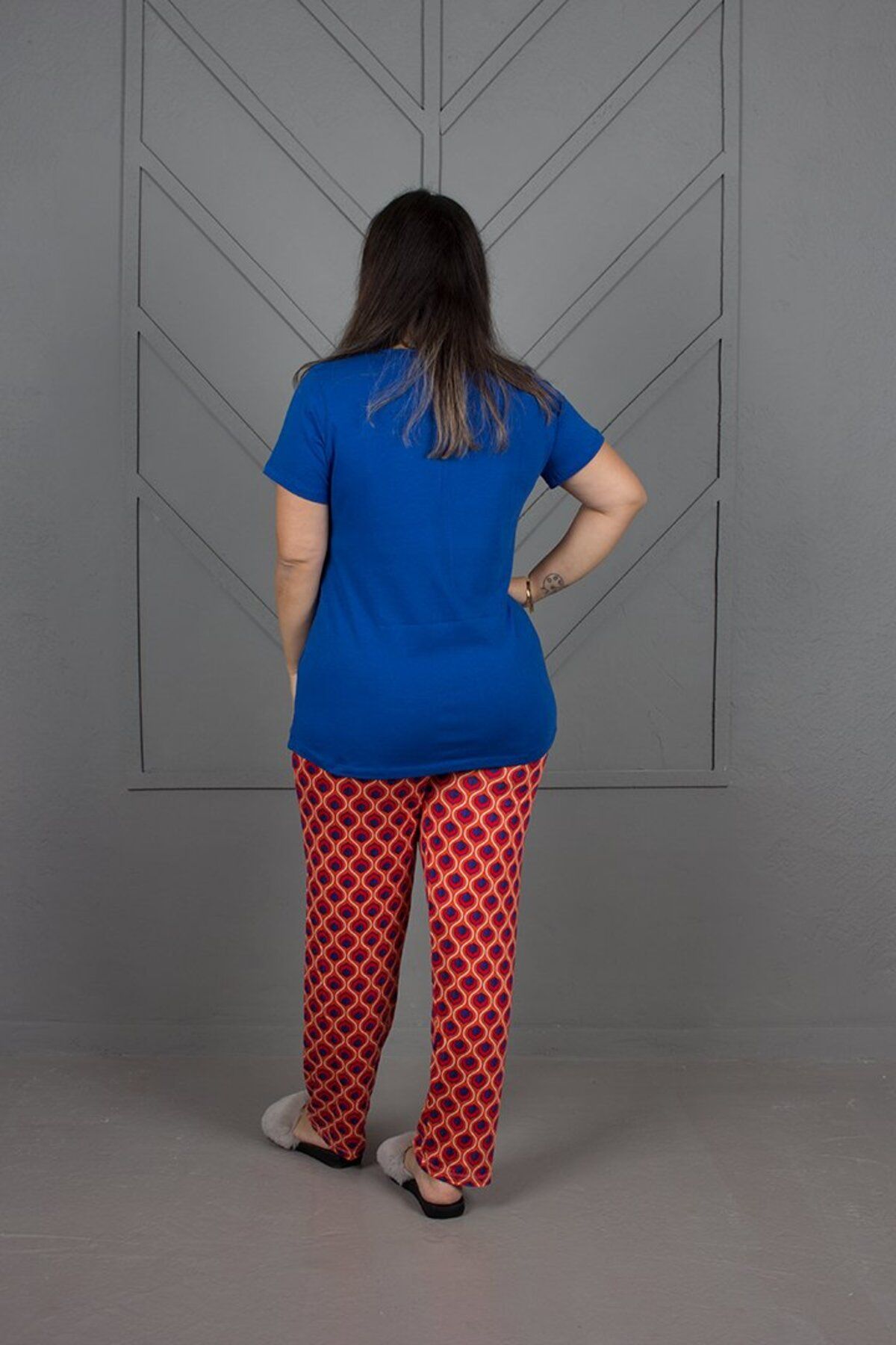 Truva XXL-Plus Size Bottom Patterned Pajamas Set 6