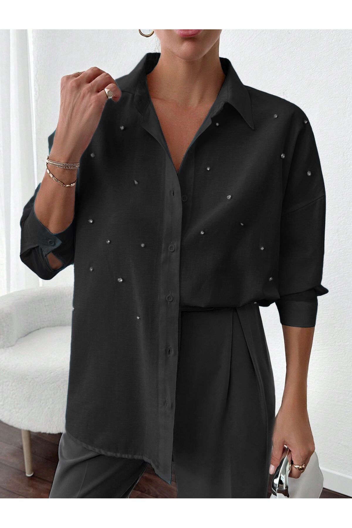 Basko fashion Риза тип салаш с бродирани камъни