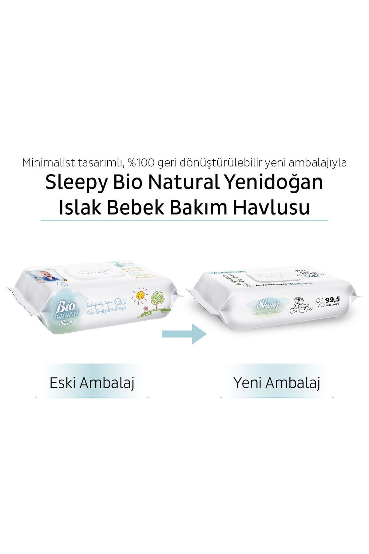 Sleepy Bio Natural Yenidoğan Islak Bebek Bakım Havlusu 11x40 (440 YAPRAK)