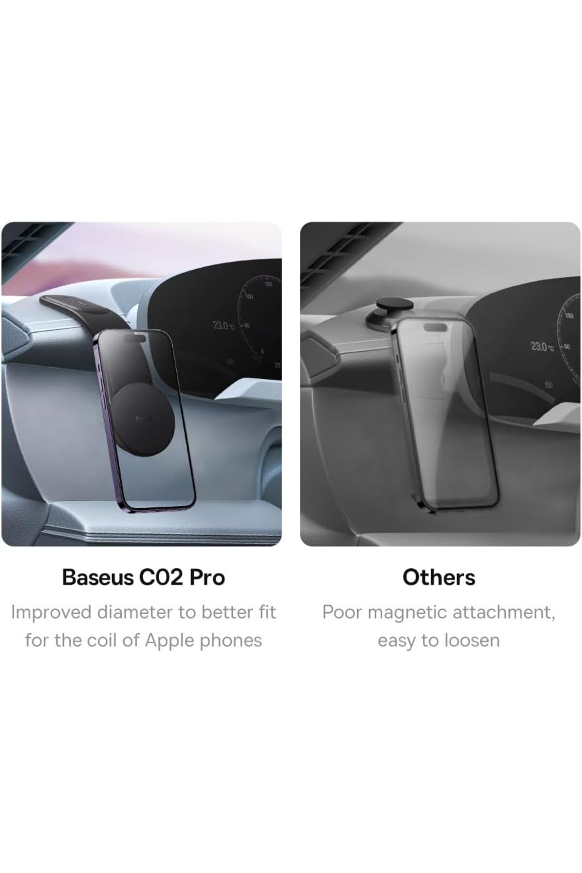 Baseus-C02 Pro Series Magnetic Wireless Charging Car Mount Cluster Black 6