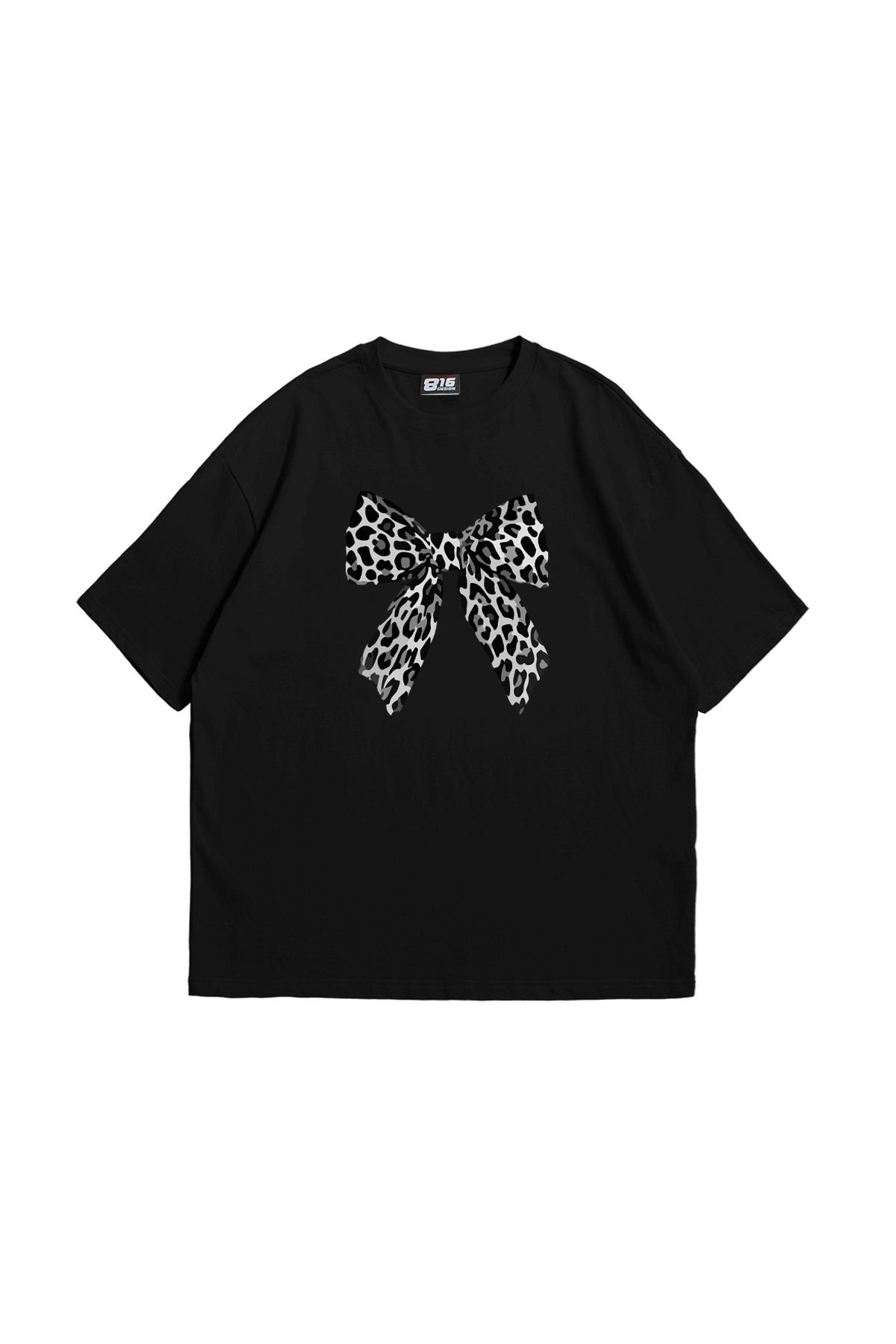 Tarzsokak Fiyonk Leopar V2 Baskılı Oversize Unisex Siyah