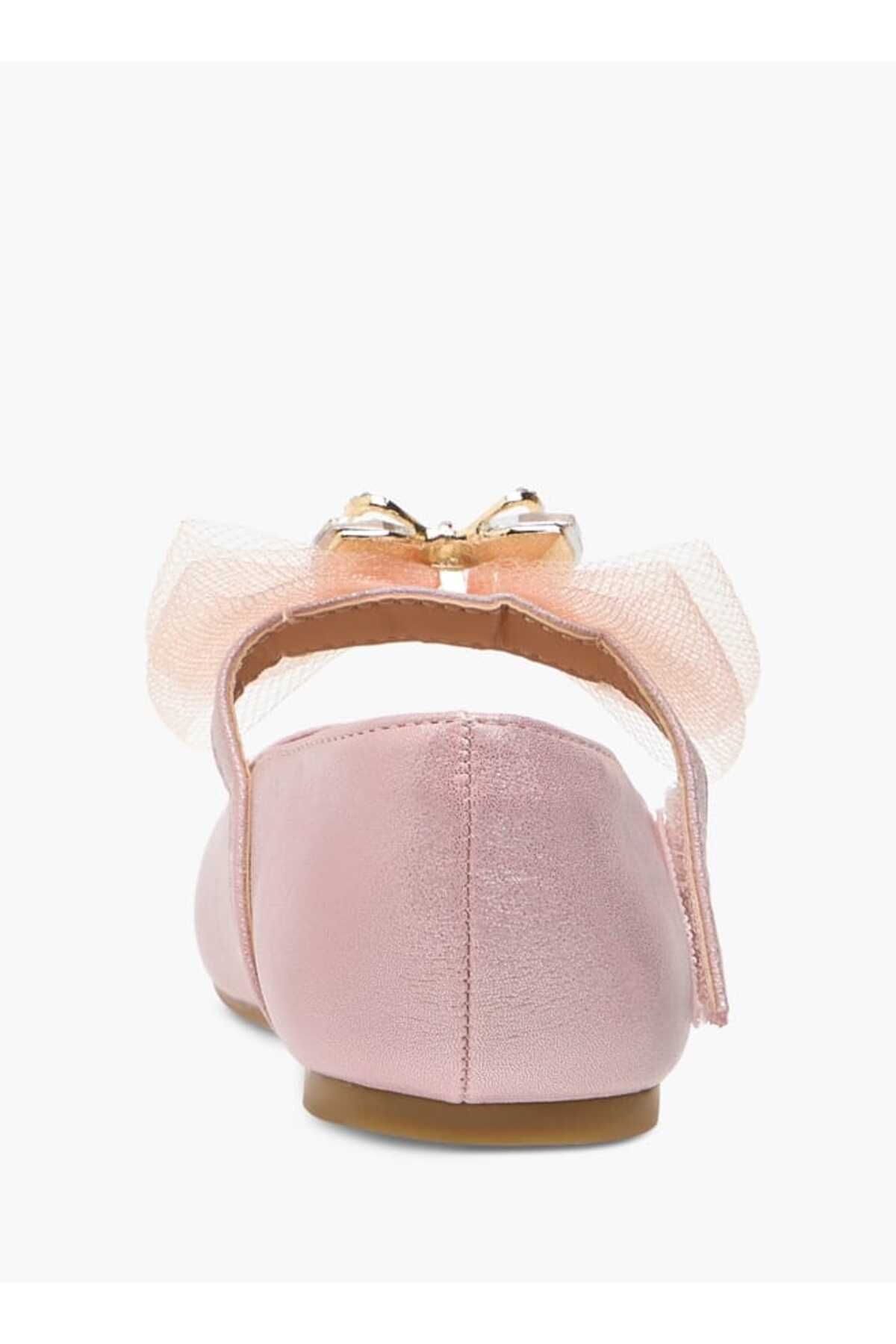Juniors-Bow Accent Ballerina Shoes with Hook and Loop Closure 5