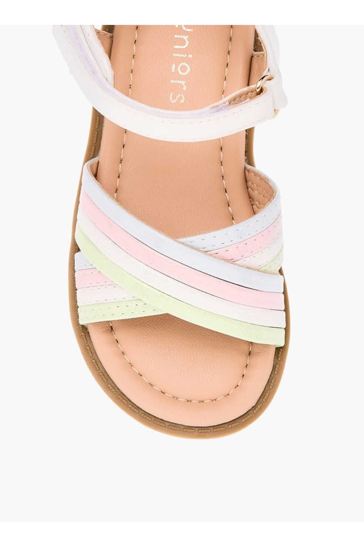 Juniors-Colourblock Cross Strap Sandals with Hook and Loop Closure 3