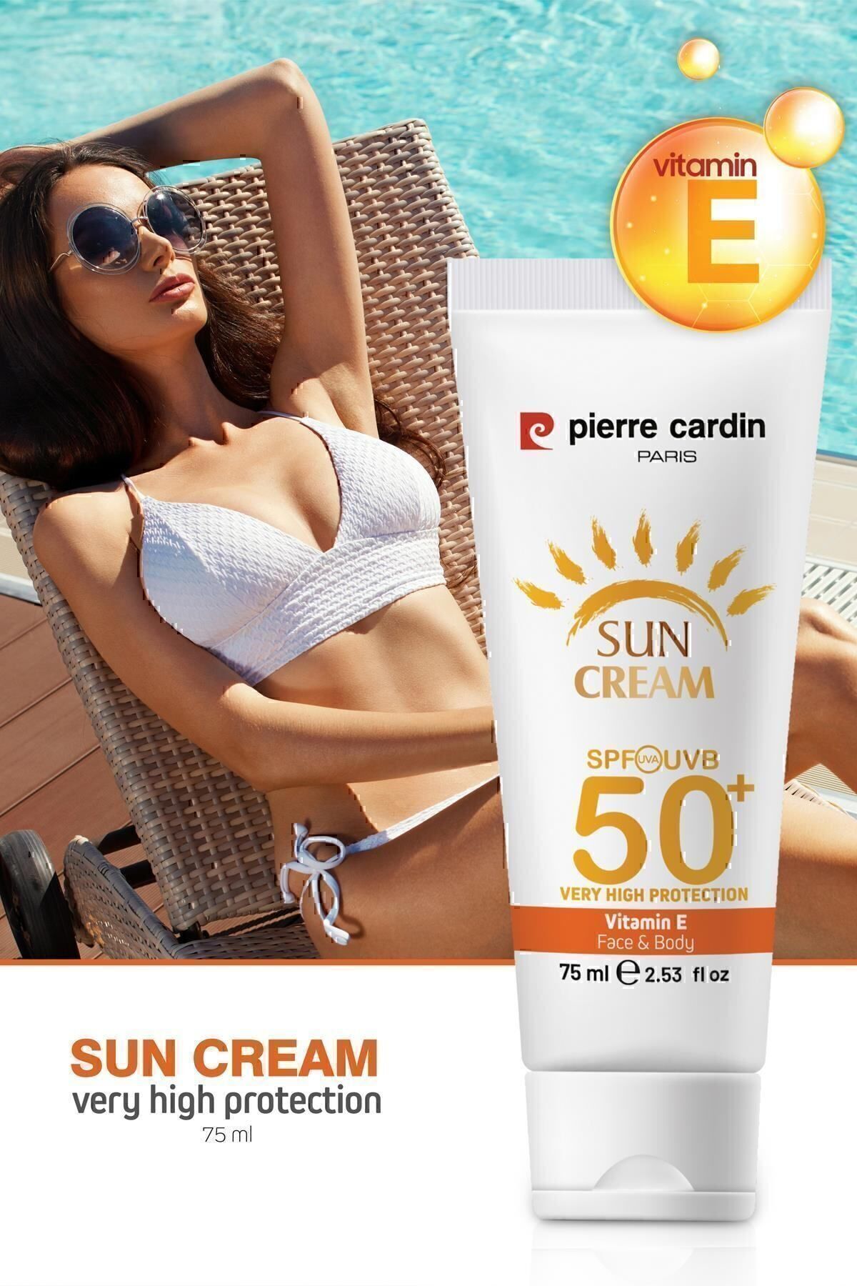 Pierre Cardin Güneş Kremi - Yüz Ve Vücut Kremi 50 SPF - 75 ML Normal Ve Kuru Ciltler Için Çok Yüksek Koruma