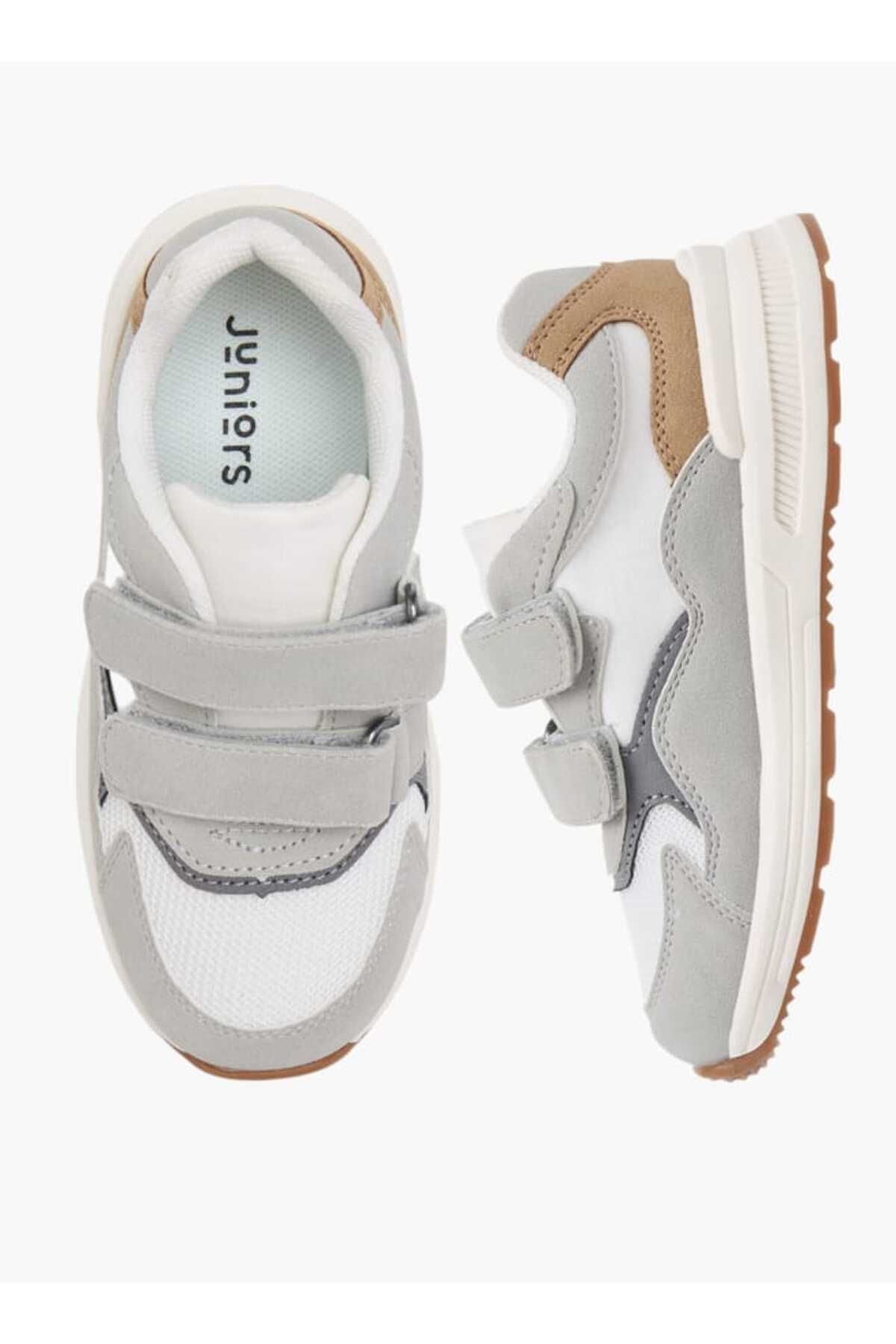 Juniors-Panelled Ankle Sneakers with Hook and Loop Closure 1