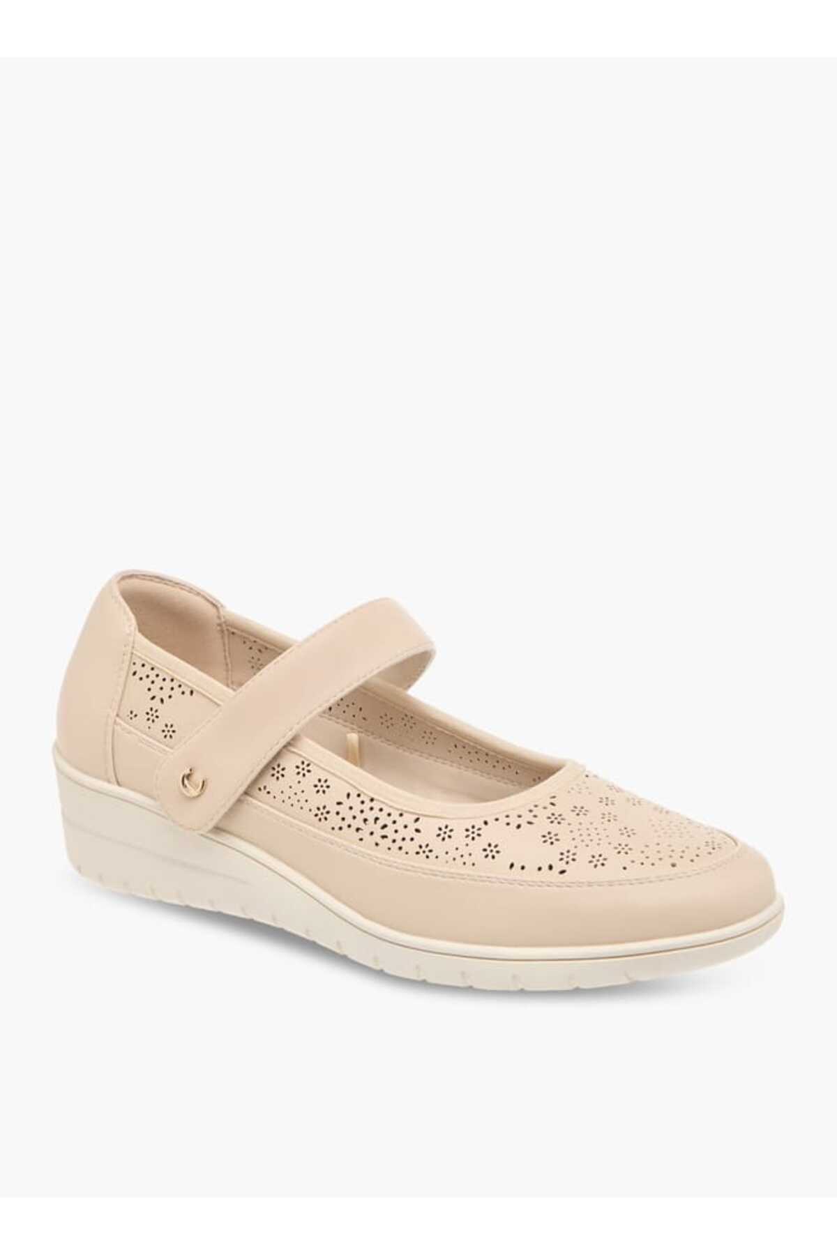 Le Confort-Laser Cut Ballerina Shoes with Hook and Loop Closure 2