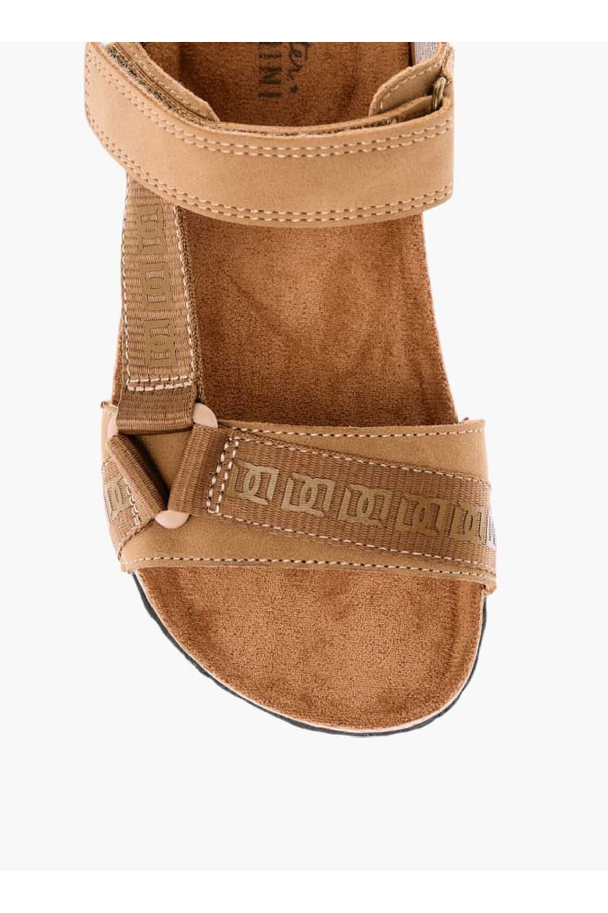 Mister Duchini-Monogram Print Strap Sandals with Hook and Loop Closure 3
