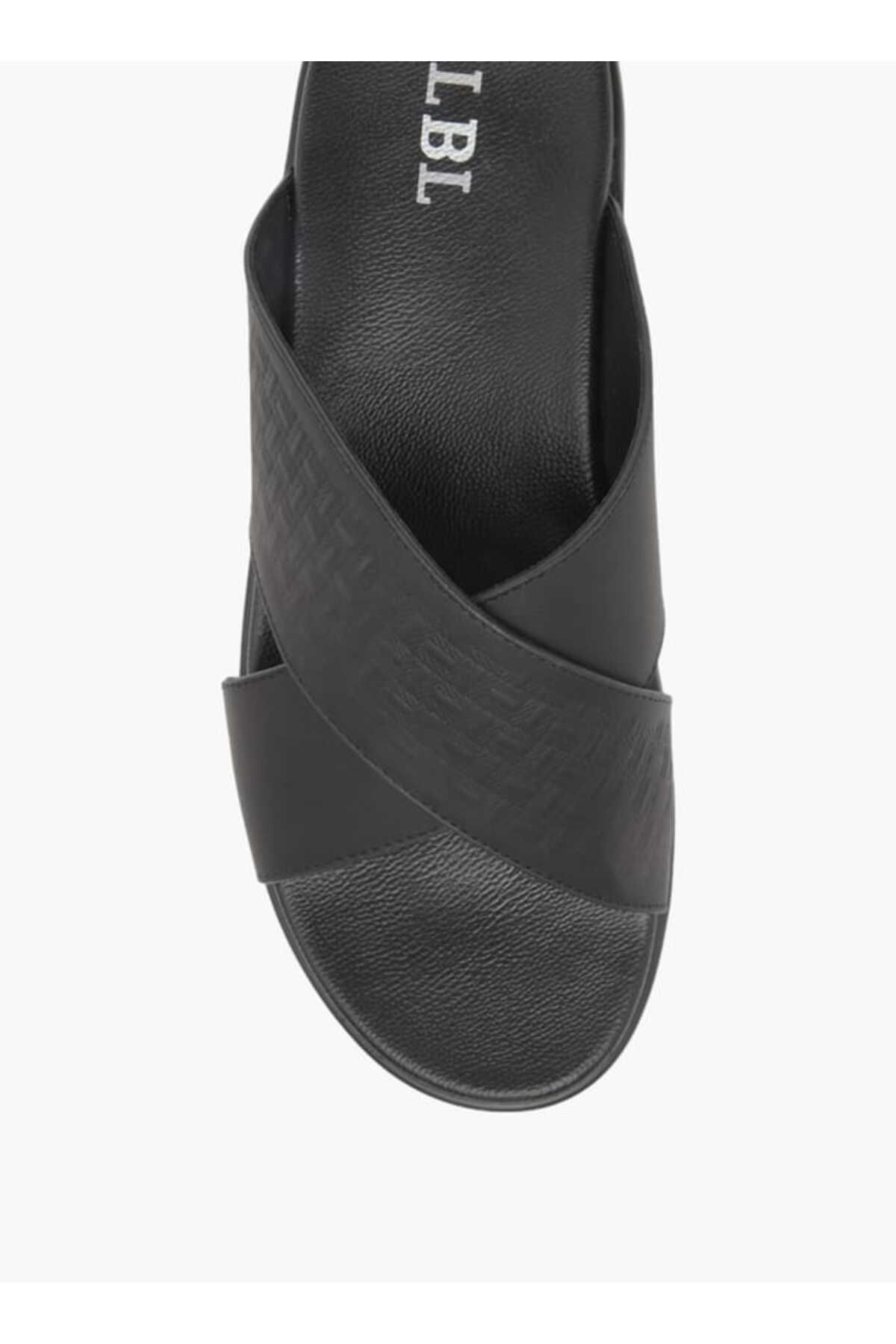LBL by Shoexpress-Textured Slip-On Cross Strap Sandals 3