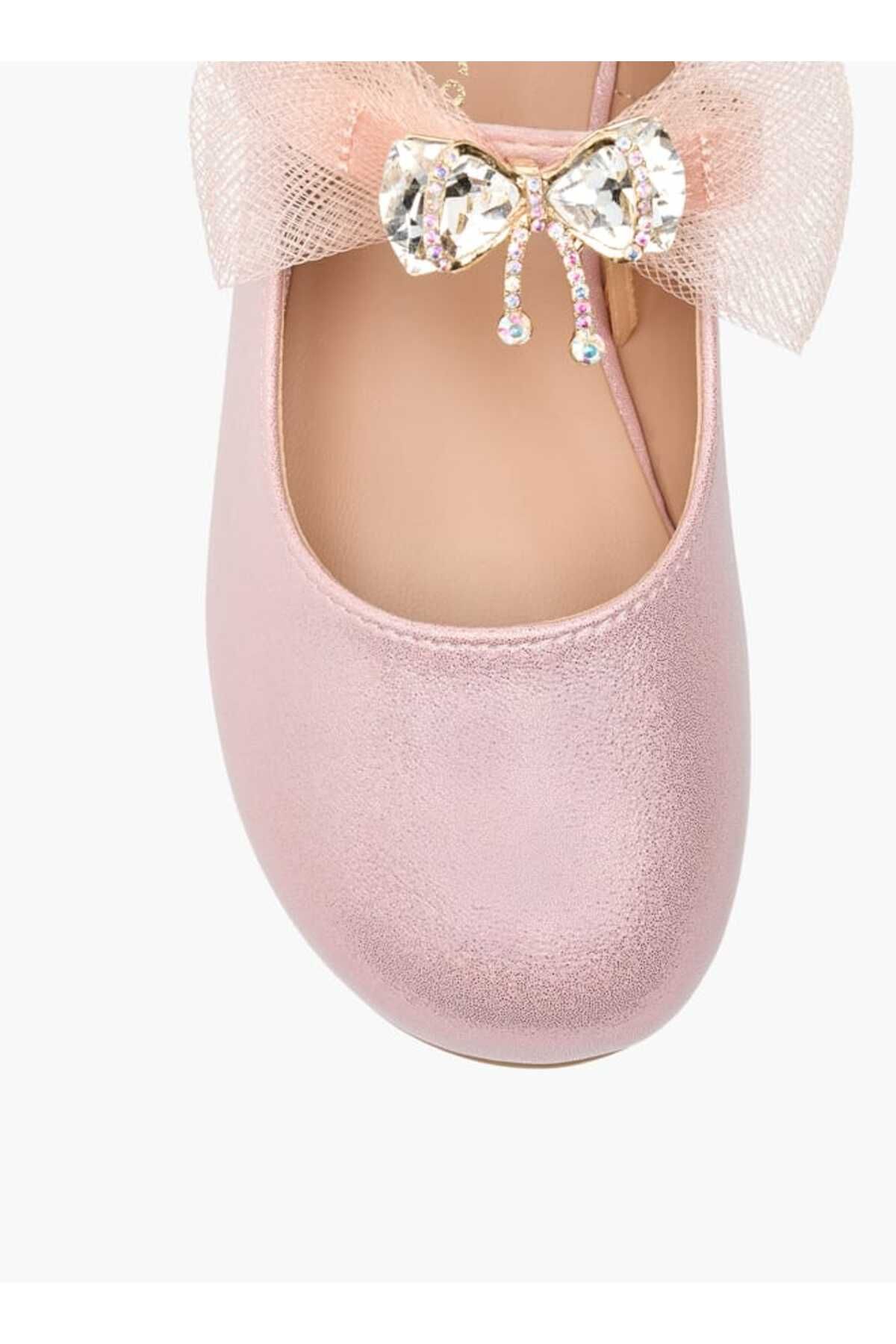Juniors-Bow Accent Ballerina Shoes with Hook and Loop Closure 4