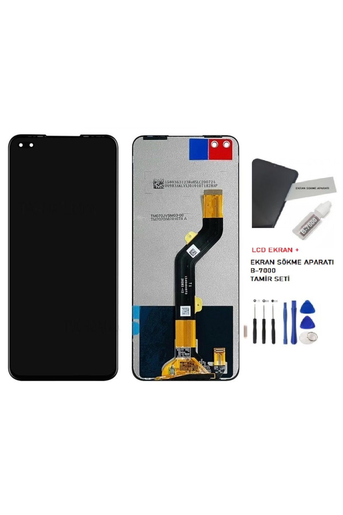 tkgz İnfinix Note 8 Lcd Dokunmatik Ekran SERVİS Orijinali + B-7000 + TAMİR SETİ