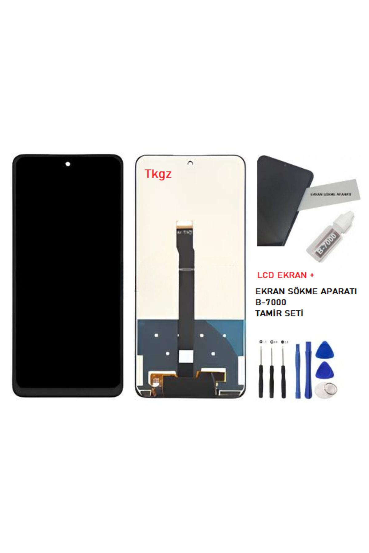 tkgz Huawei P Smart 2021 Uyumlu Lcd Ekran Dokunmatik SERVİS Orijinali + B-7000 + TAMİR SETİ