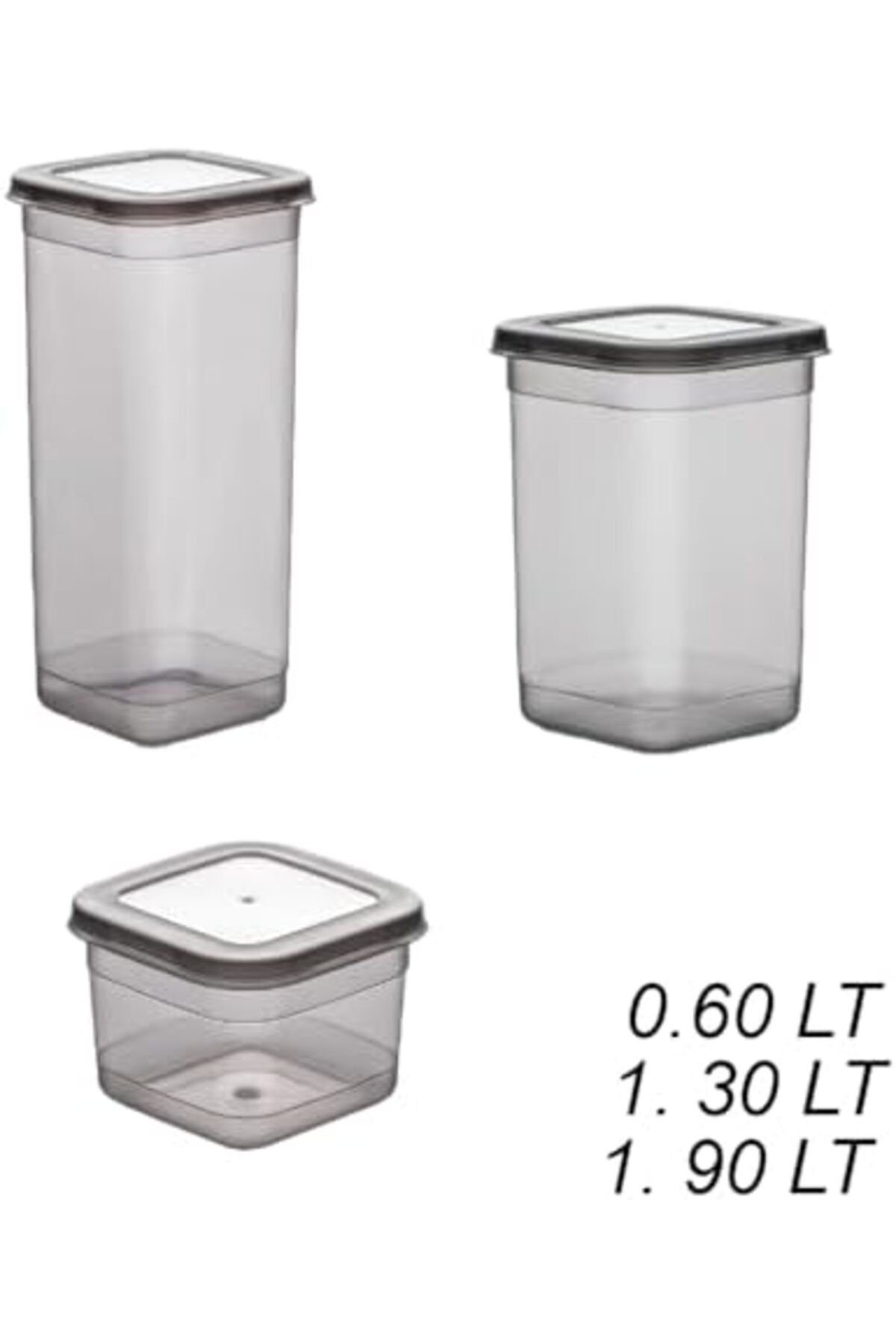 STOREMAX lbstorex 433-GR-3 9 lu Kare Etiketli Gıda Erzak Baharat Saklama Kabı Seti 3x(0.60+1.30+1.90) Lt Gr