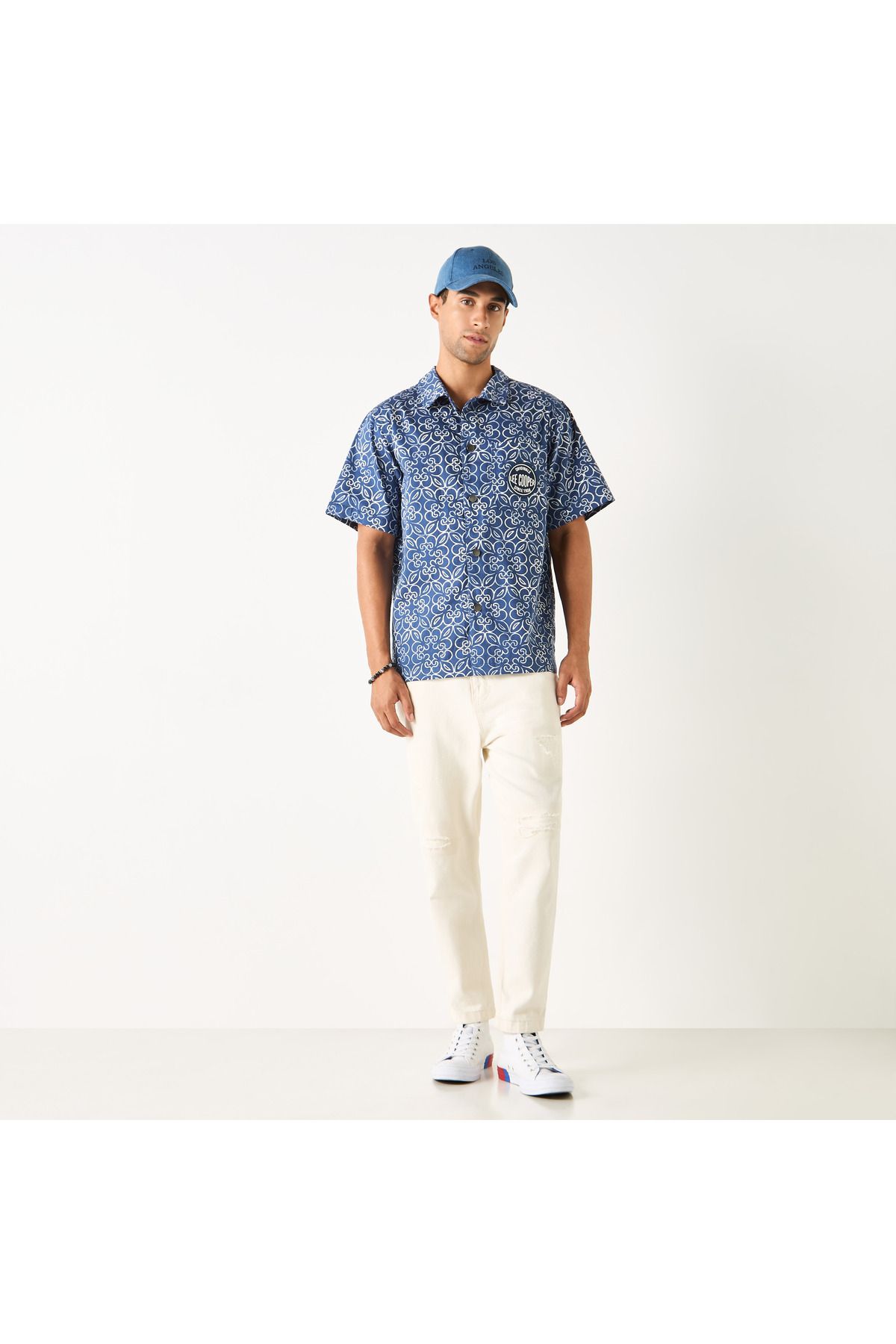 Lee Cooper-Relaxed Fit Printed Shirt With Short Sleeves 2