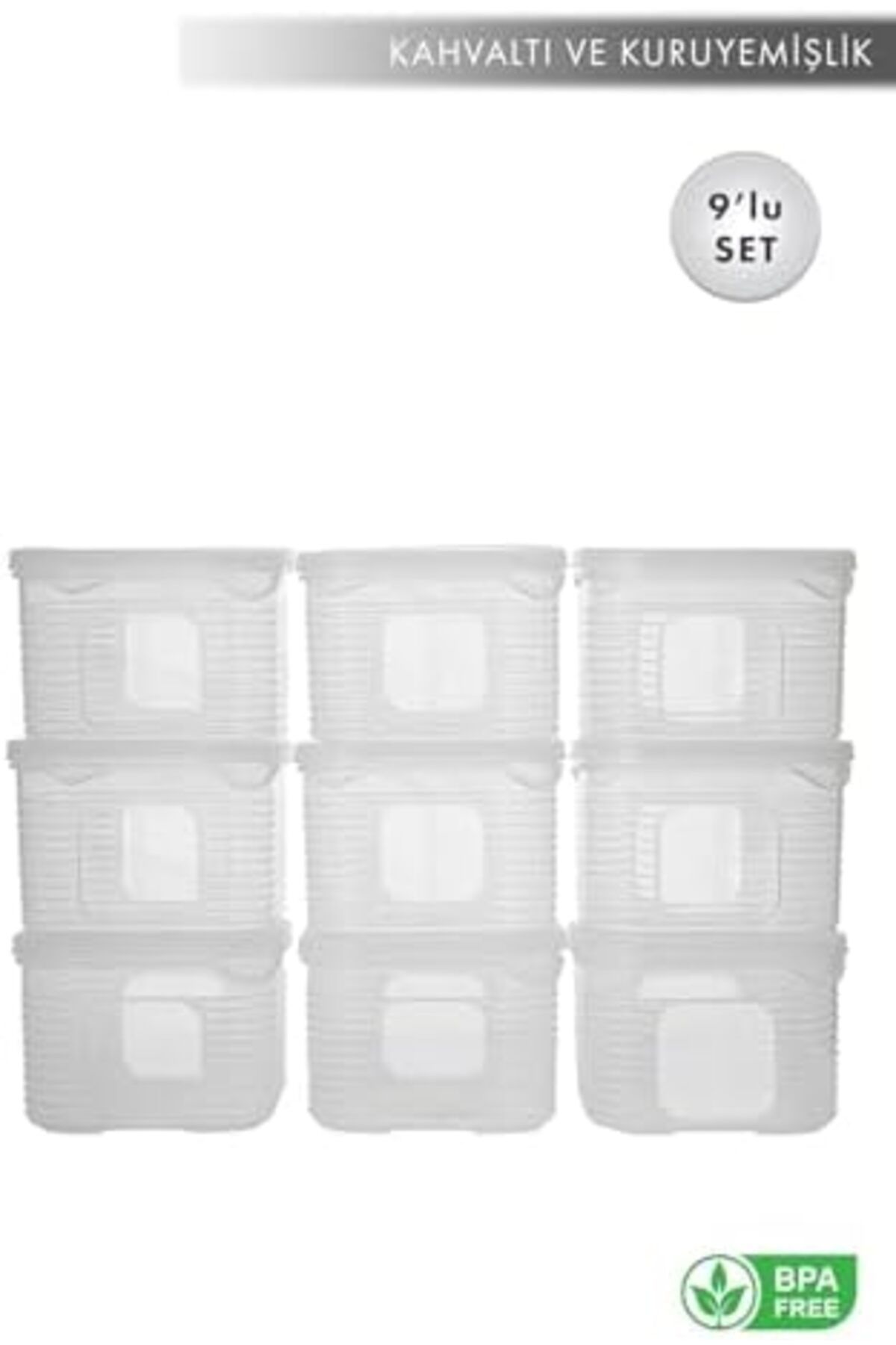 STOREMAX lbstorex HOME Erzak Saklama Kabı Sızdırmaz Kapak 9'lu Set Şeffaf-(Ölçü Kabı Hediyeli) Newdsn