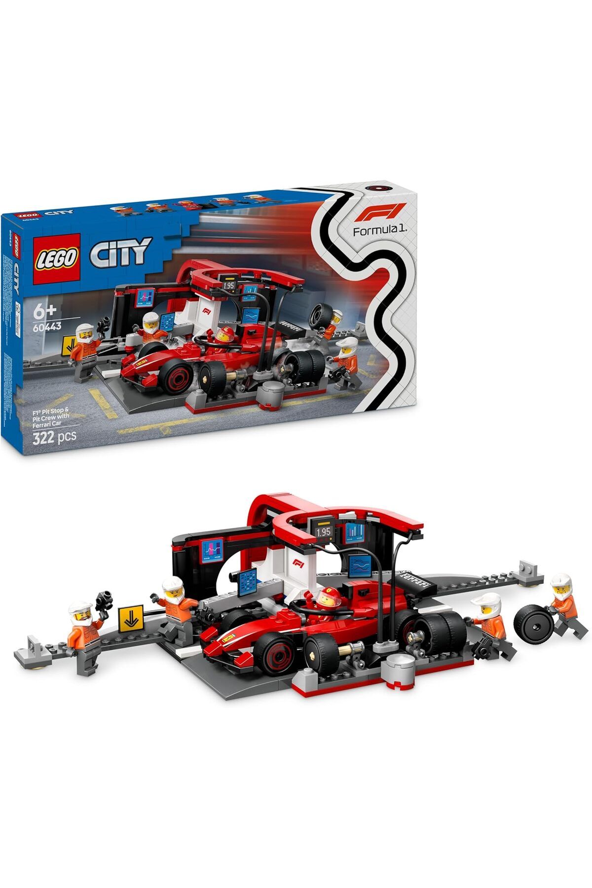 STOREMAX nhlshp City Ferrari Arabalı F1 Pit Stop ve Pit Ekibi 60443-6 Yaş ve Üzeri Çocuklar için Yarış