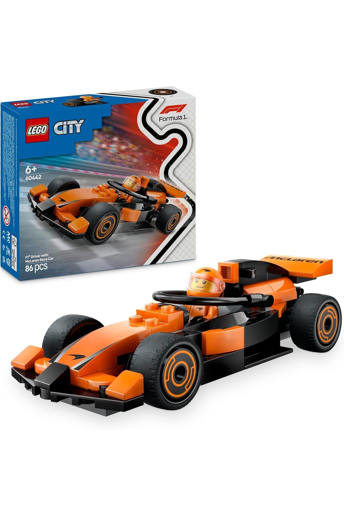 STOREMAX mhmtshp City McLaren Yarış Arabalı F1 Sürücüsü 60442-6 Yaş ve Üzeri Çocuklar için Mini Ya