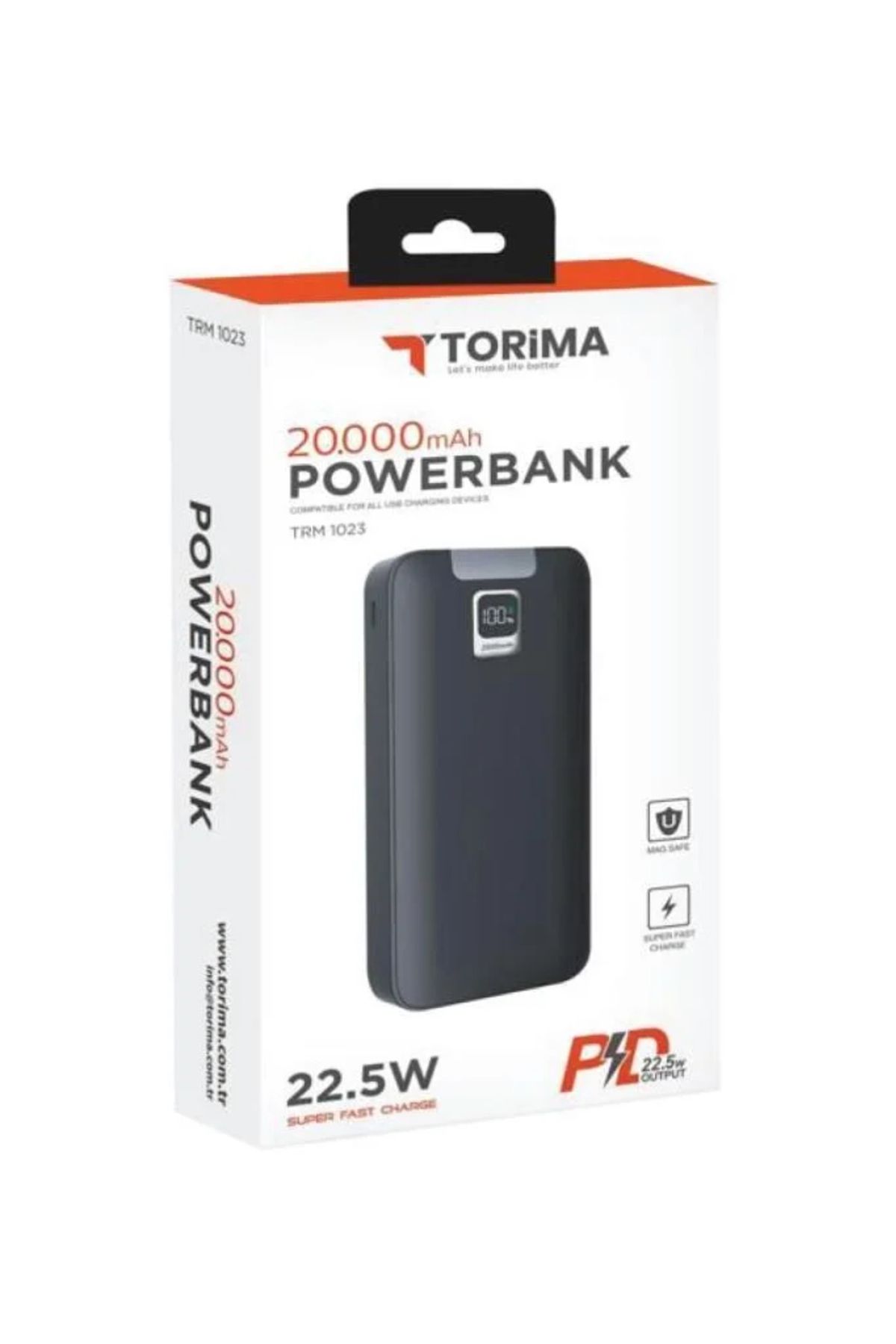 shop TRM-1023 22.5W Hızlı Şarj Özellikli Dijital Şarj Göstergeli 20.000 Mah Powerbank Siyah