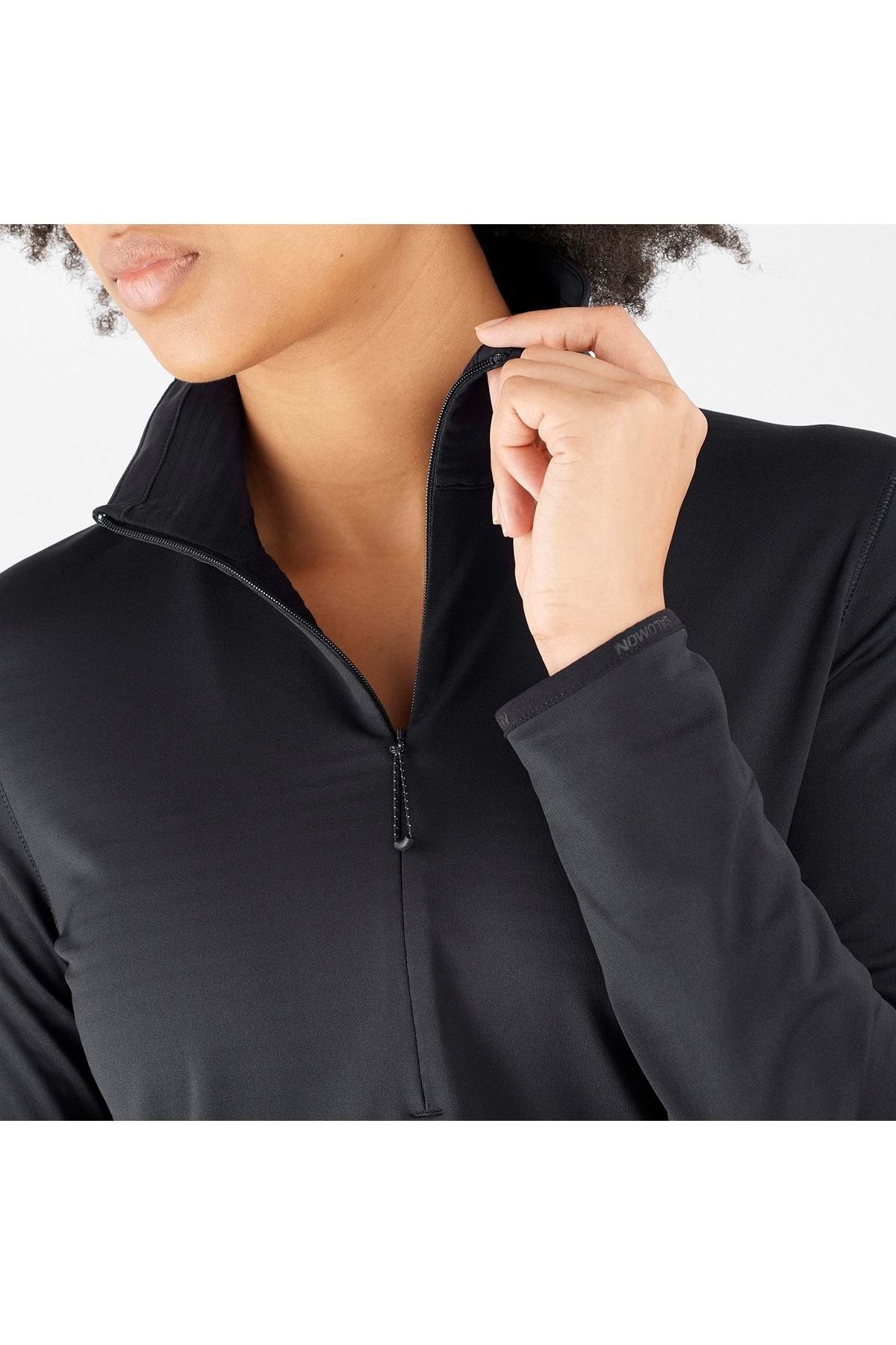 Salomon-Outrack Half Zip Mid W Midlayer Lc 1862300   Women's Sweatshirt Black 4