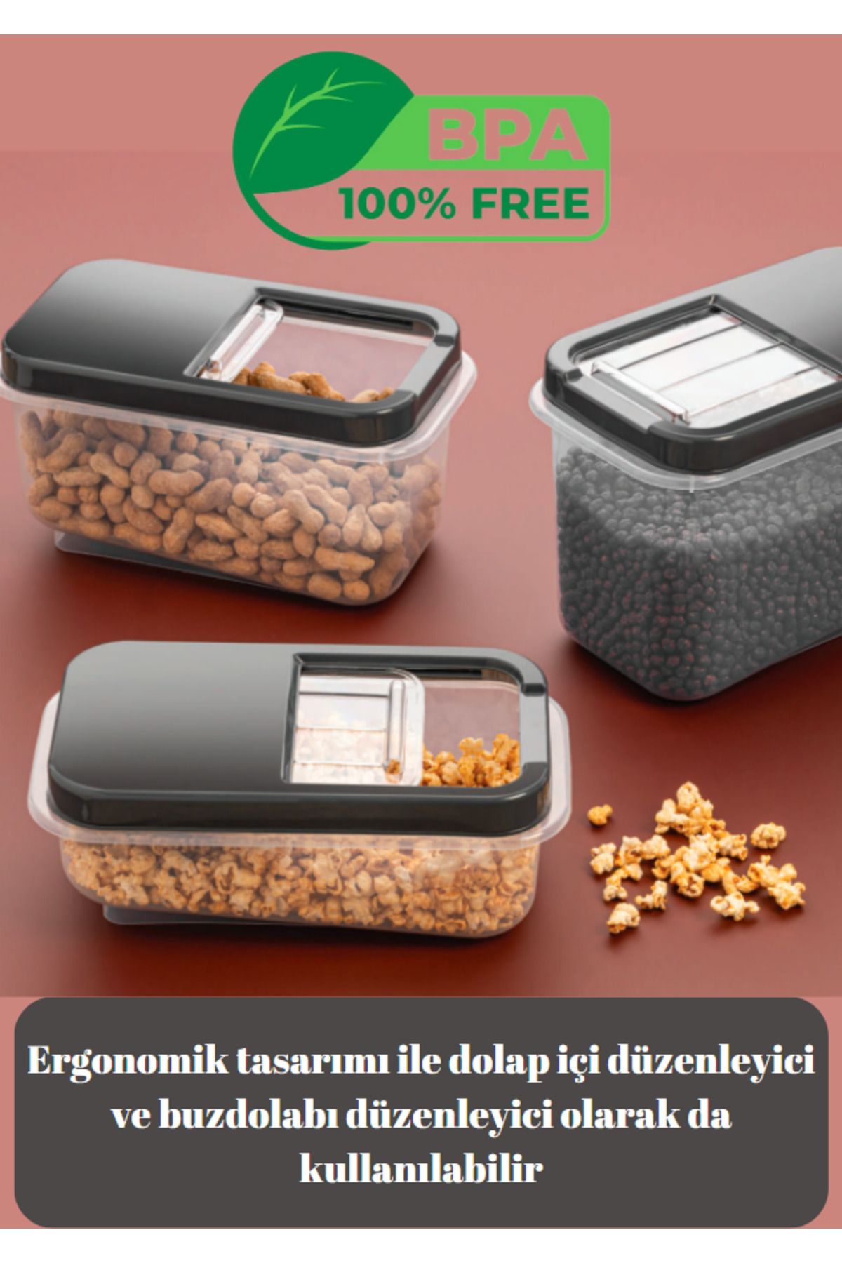 Flash Bazaar-5-Liter Multibox Pulses and Food Storage Set - with Slide, Flour and Cream Lid 2