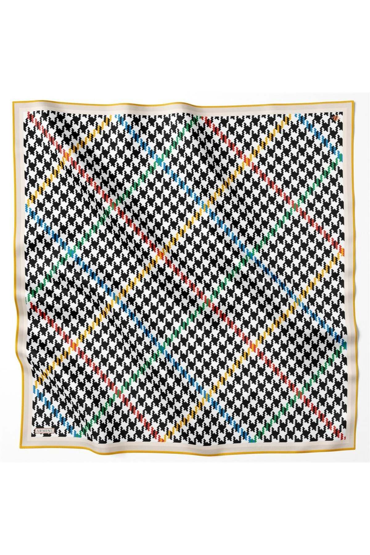 Armine-Silk Scarf 2023/2024 Autumn and Winter - 9000d-09 - Tivil - Colorful Houndstooth Model 2