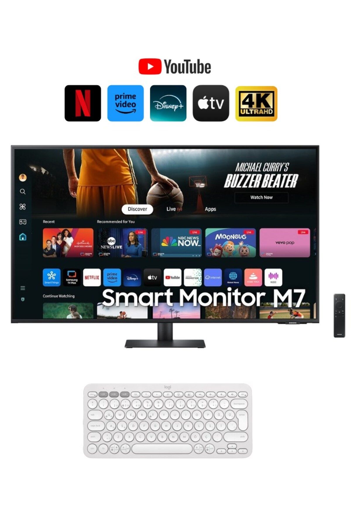 Samsung Akıllı Tv Uygulamarı Monitör 109 Ekran 43" Wi-fi HDR10 Smart Slim Monitör+Hareketli Askı Aparatı