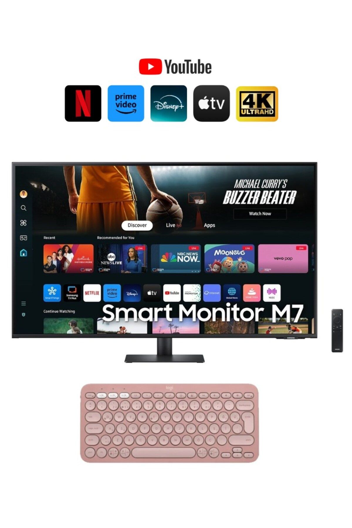 Samsung Akıllı Tv Uygulamarı Monitör 109 Ekran 43" Wi-fi HDR10 Smart Slim Monitör+Hareketli Askı Aparatı