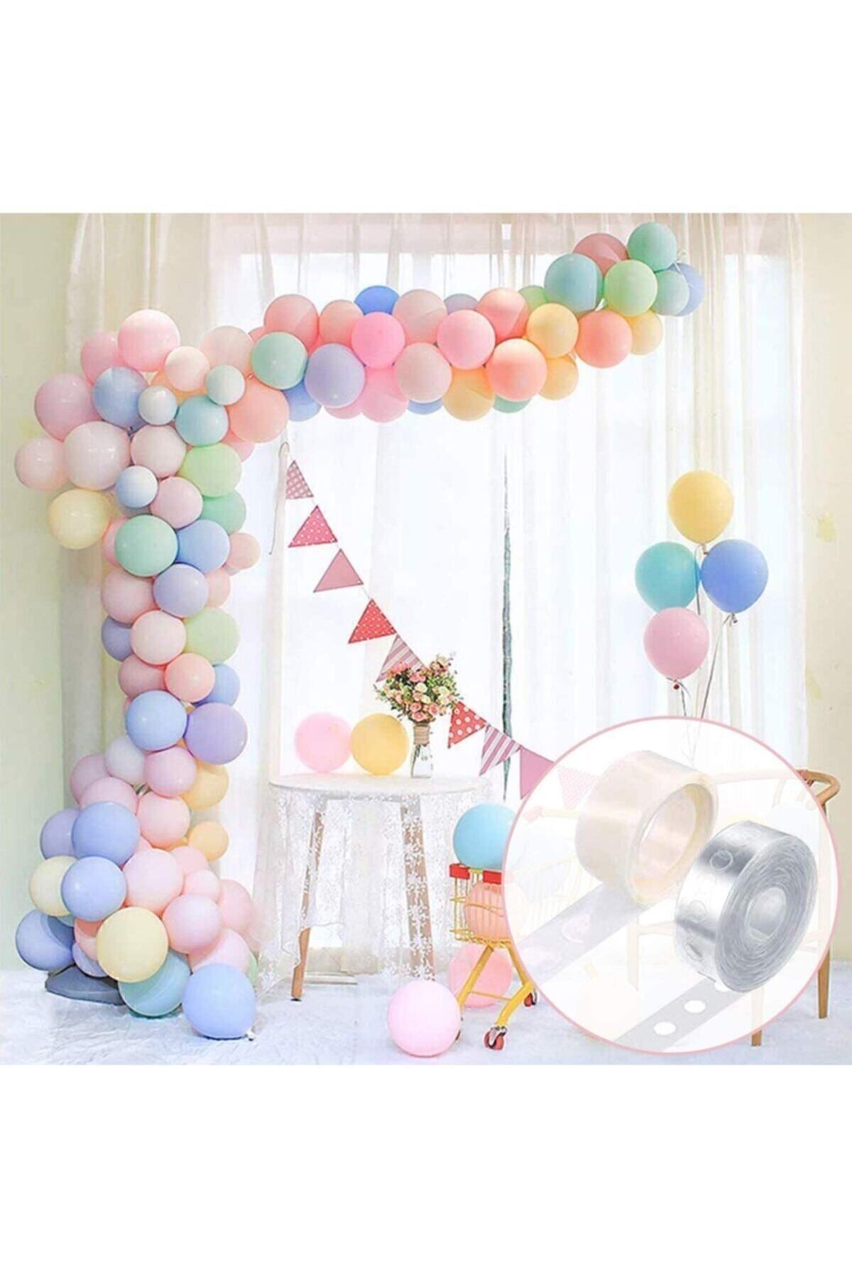 Ezgi Party Store Makaron Karışık Balon 50 Adet. Ve Balon Zincir Aparatı 5 Mt