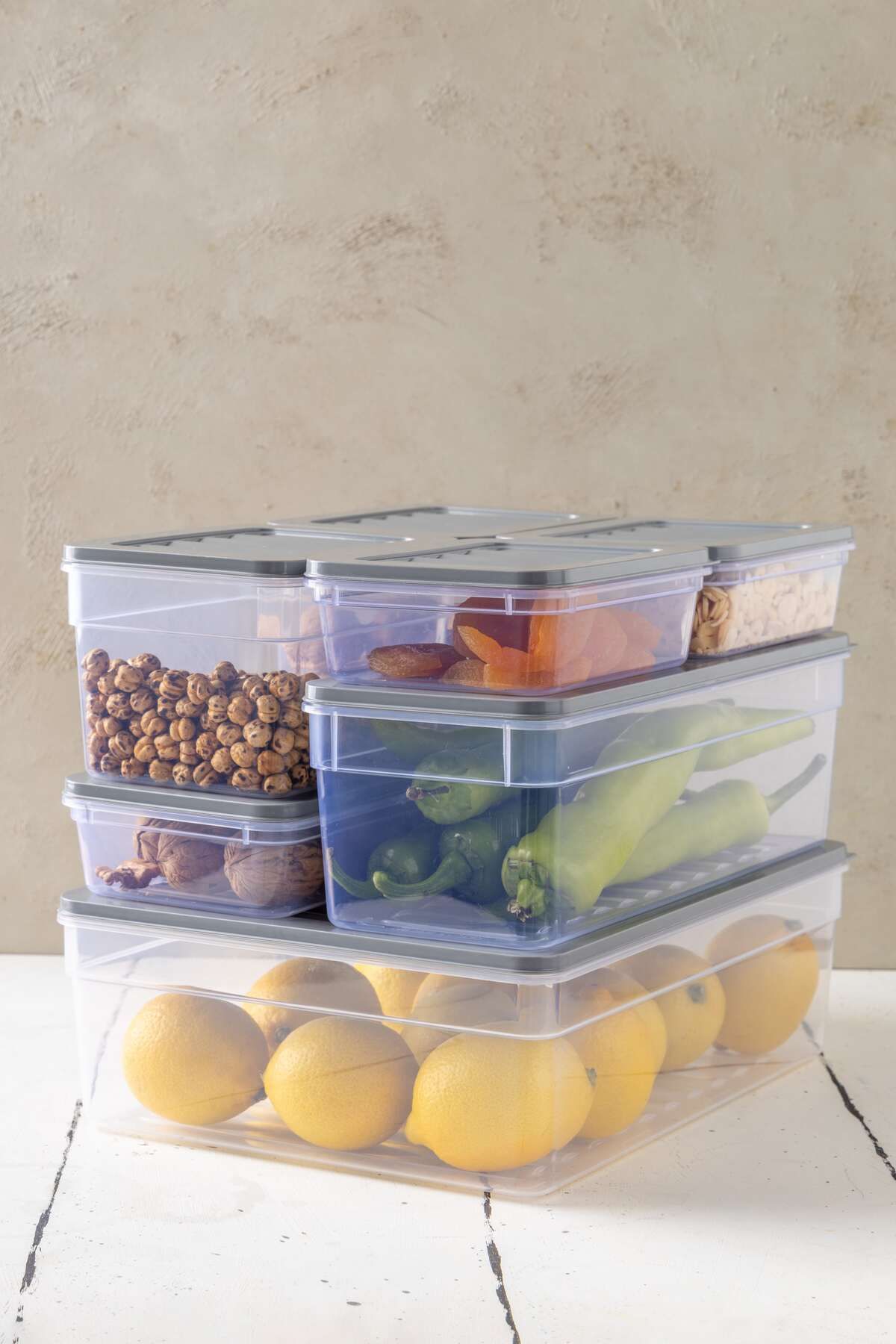 NY HOME-Set of 7 - New Freshbox Gray Storage Container, Suitable for Microwave and Freeze 3