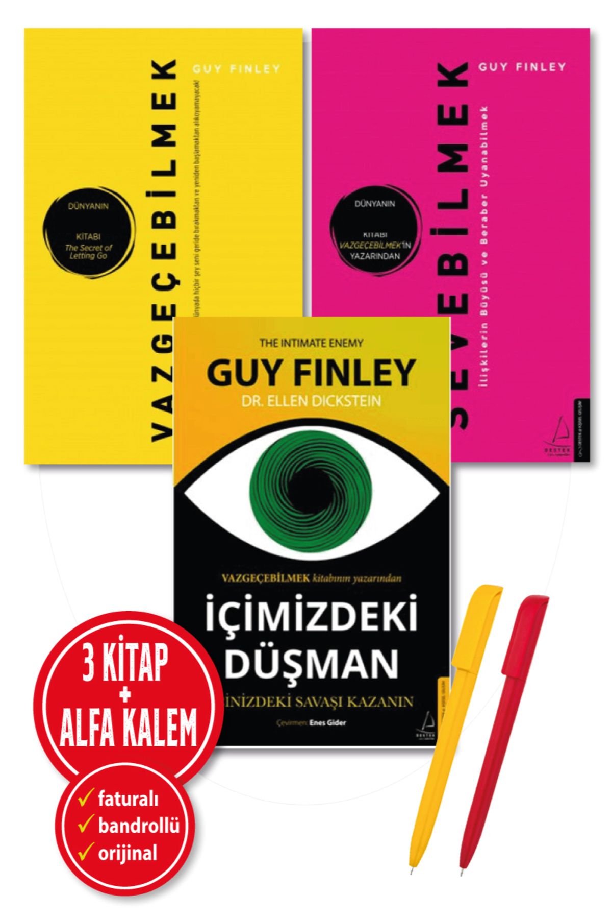 Destek Yayınları Alfa Kalem+Guy Finley 3 Kitap(Vazgeçebilmek+Sevebilmek+İçimizdeki Düşman)-YENİ-Kişisel-Destek Kitap