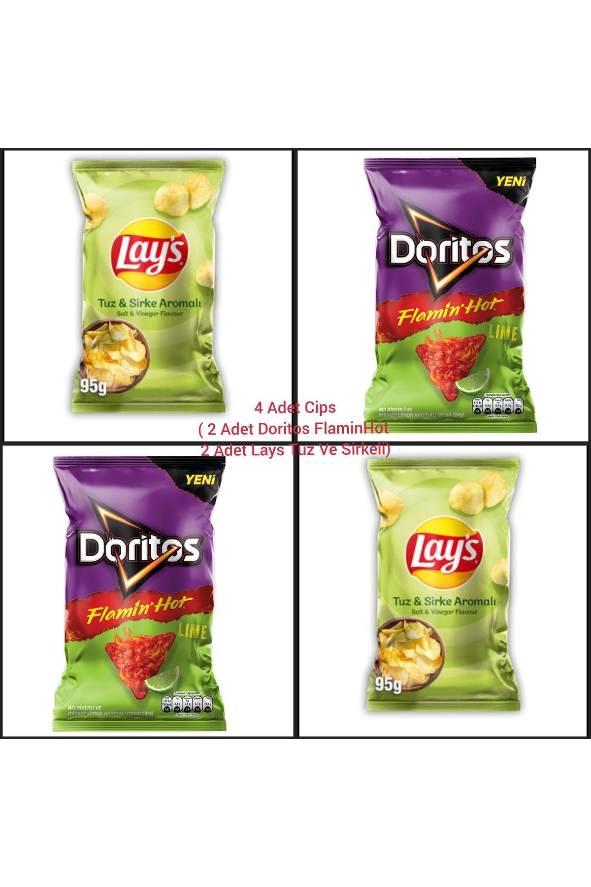 PepsiCo 4 Adet Cips 2 Adeti Lays Tuz Ve Sirkeli 2 Adeti Doritos FlaminHot