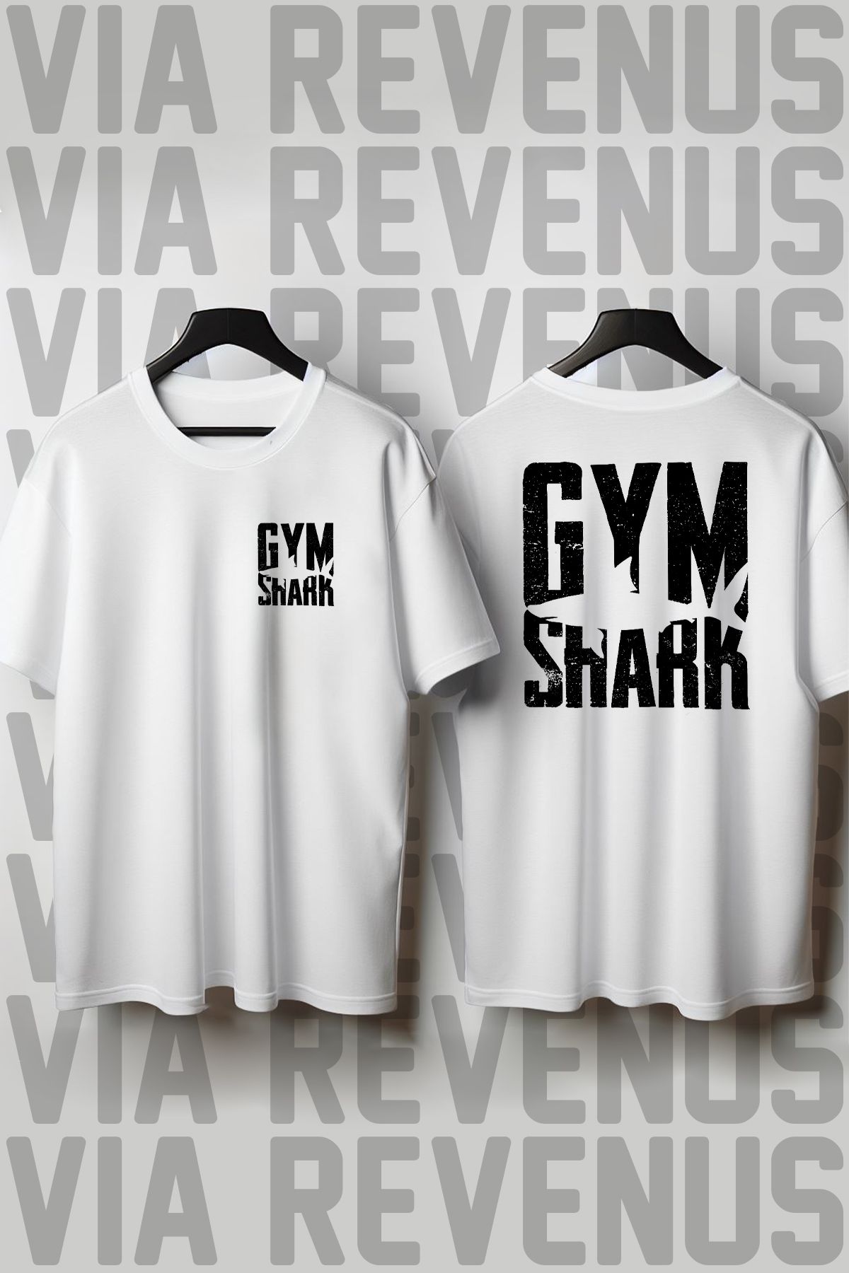 Vordevia Tricou Cu Imprimeu În Față Și În Spate Gym Shark Unisex - M