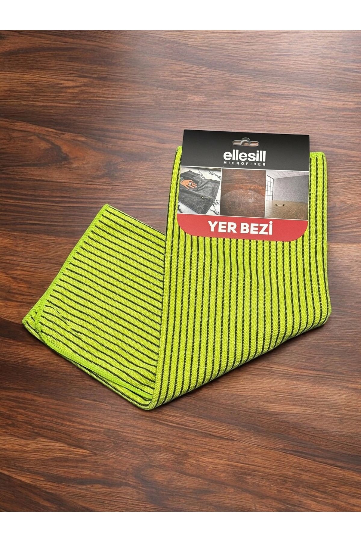 Ellesill Yer Bezi 50x70 Cm Yeşil Renk Siyah Çizgili - Floorclean