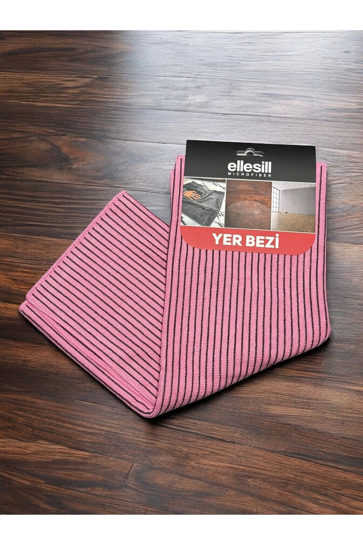 Ellesill Yer Bezi 50x70 Cm Pembe Renk Siyah Çizgili - Floorcare