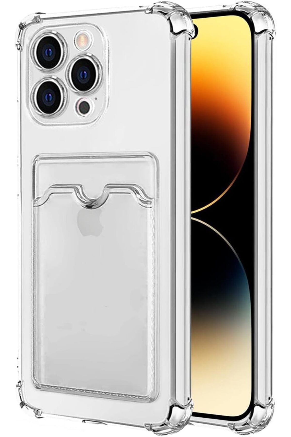 STOREMAX srhtDS Kılıf iPhone 15 Pro için Card Slot Shock Kılıf Şeffaf [iPhone 15 Pro ile Uyumlu Kılı