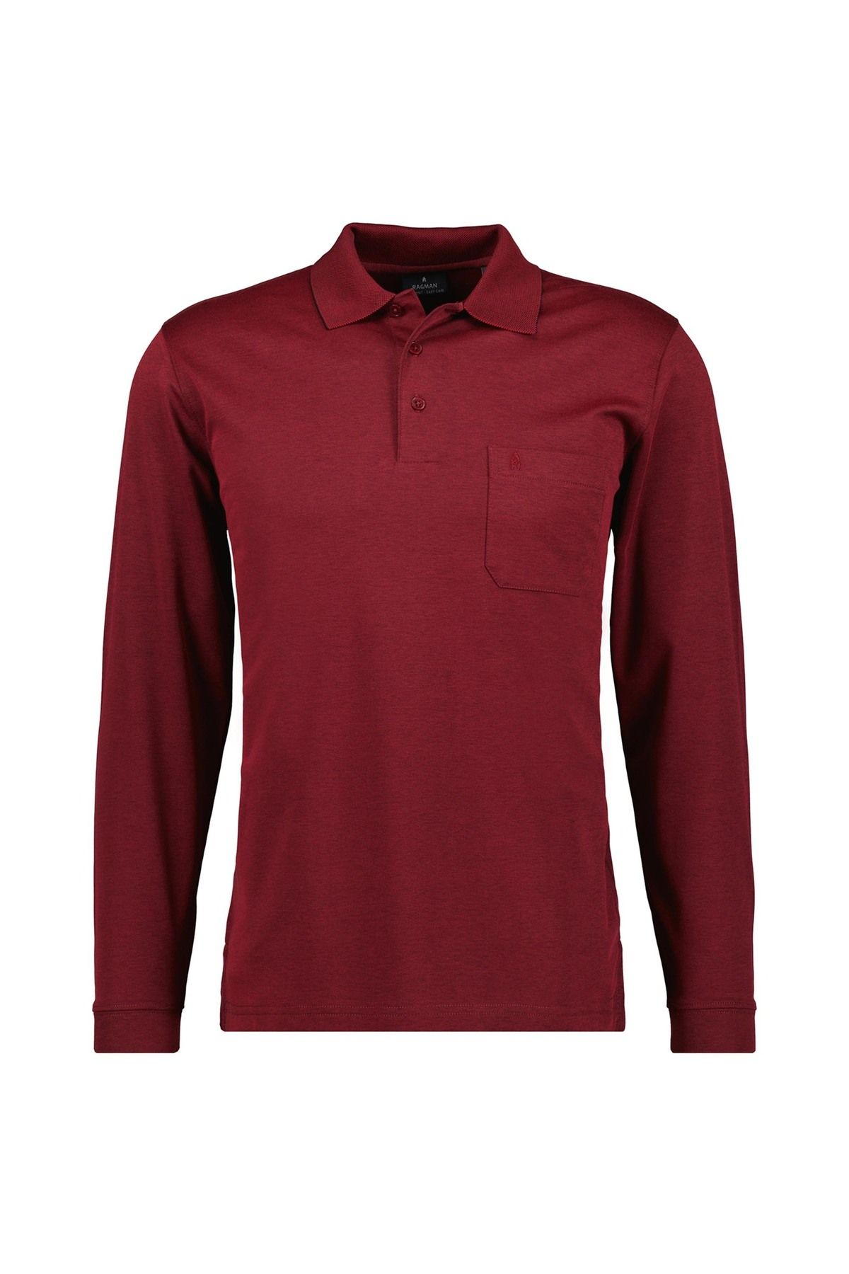 Ragman-Herren Langarm-Poloshirt - Soft Knit Polo Knopf Langarm, Baumwollmischung, Knopfleiste, Easy 1