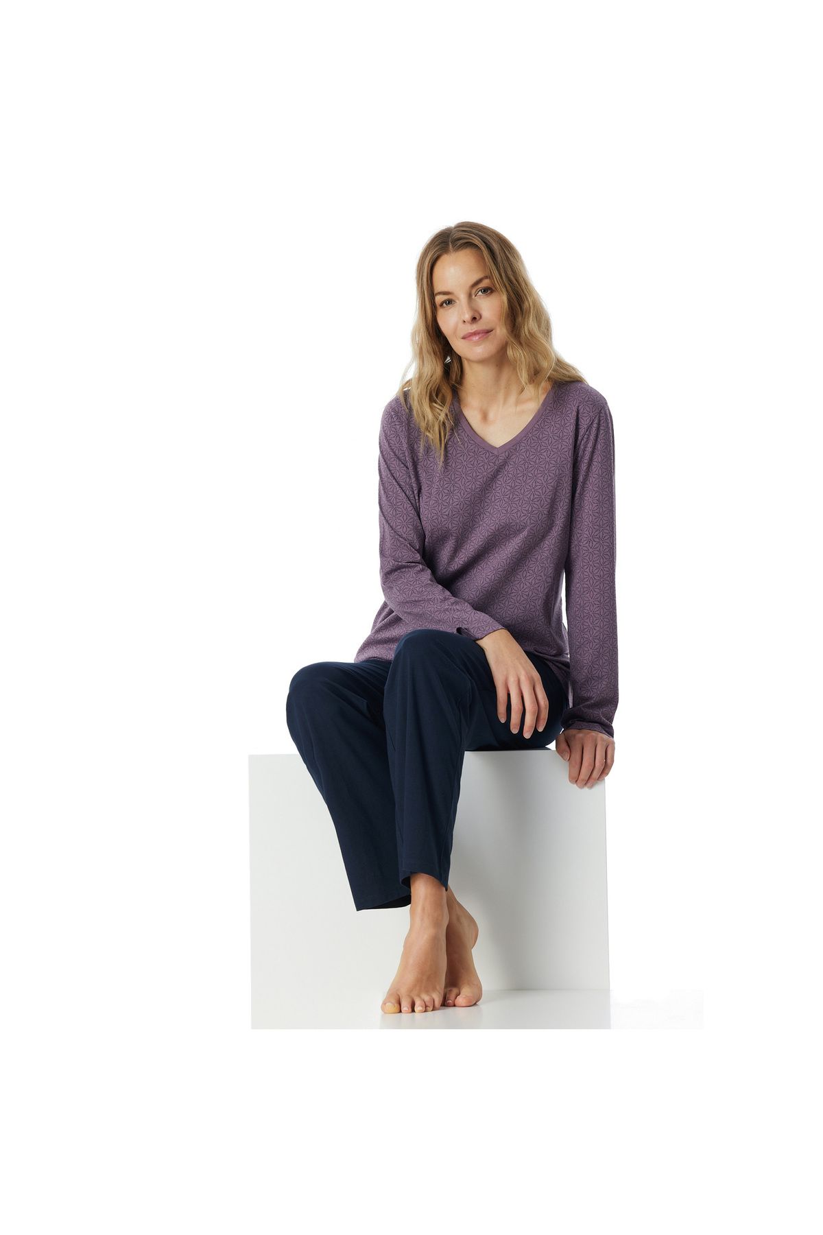 Schiesser-Damen Schlafanzug Set - Comfort Essentials, lang, Single-Jersey, Rundhals 6