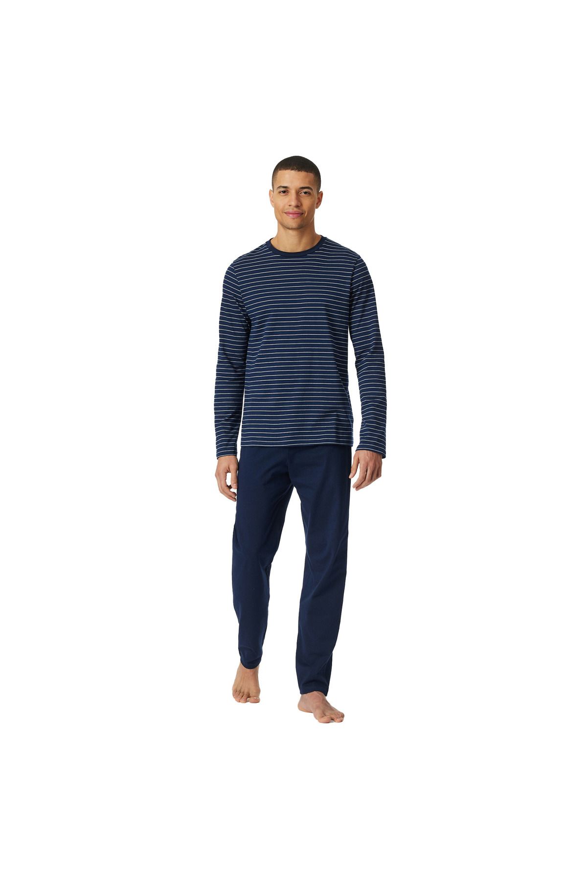 Schiesser-Herren Schlafanzug, lang - Casual Essentials, Baumwolle, Rundhals 6