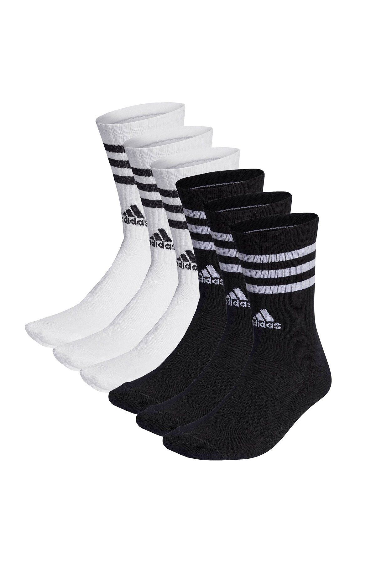 adidas-Unisex Socken, 6er Pack - 3-Streifen Cushioned Crew, Logo, Streifen, gepolstert 4