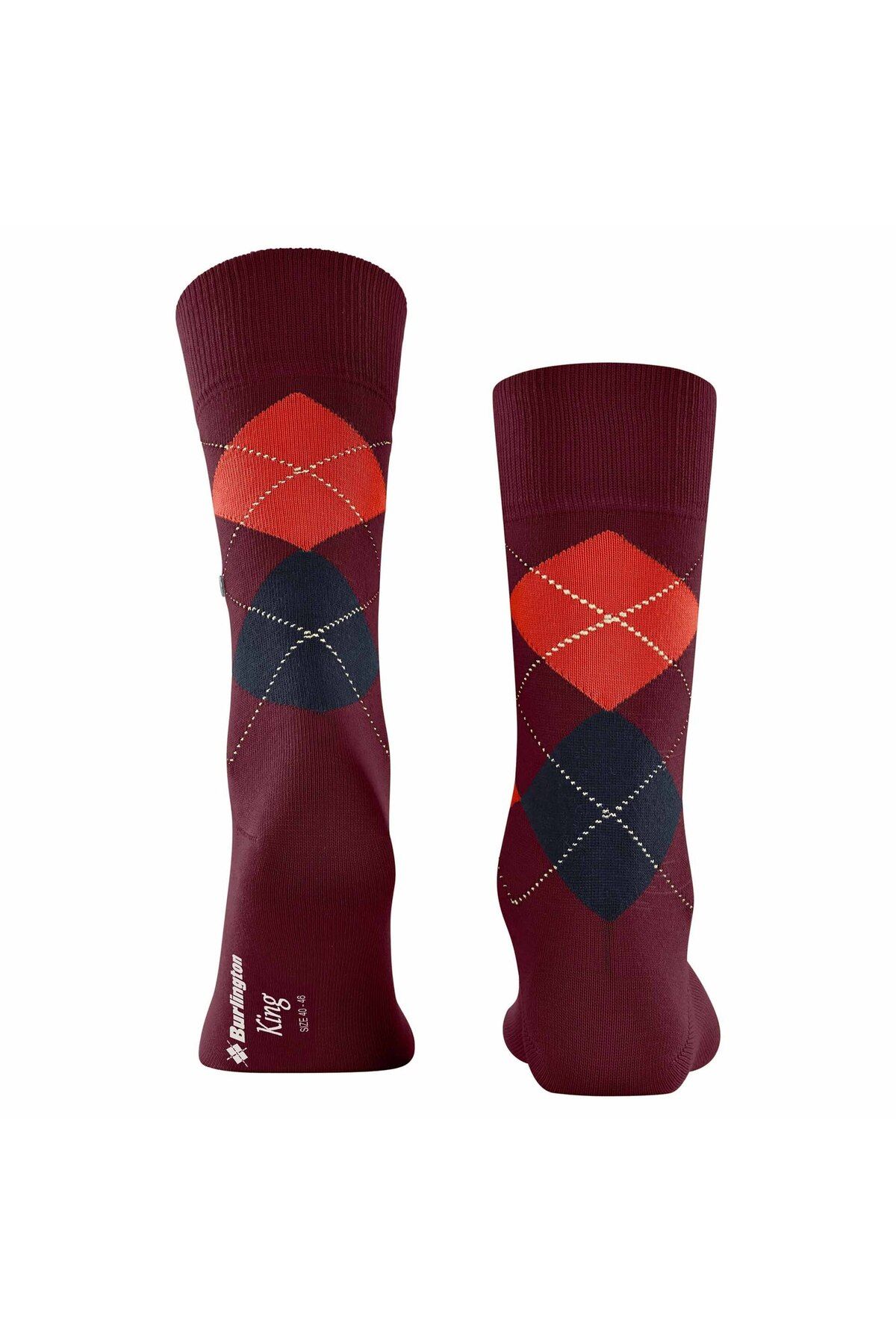 Burlington-Herren Socken - King, Baumwolle, Rautenmuster, Logoemblem 2