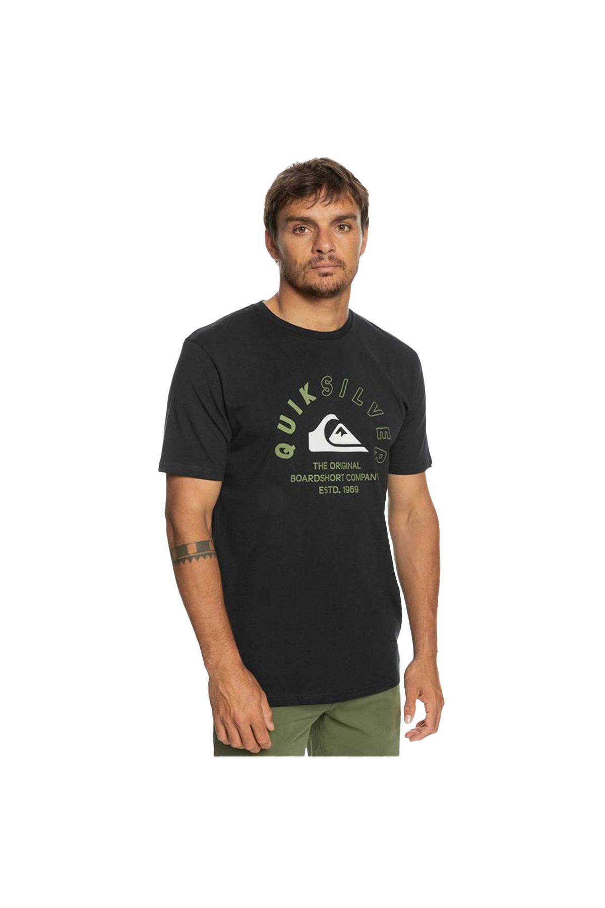 Quiksilver-مشوه أنماط M تيز الرجال أنثراسايت التي شيرت Eqyzt07205-kta0 2