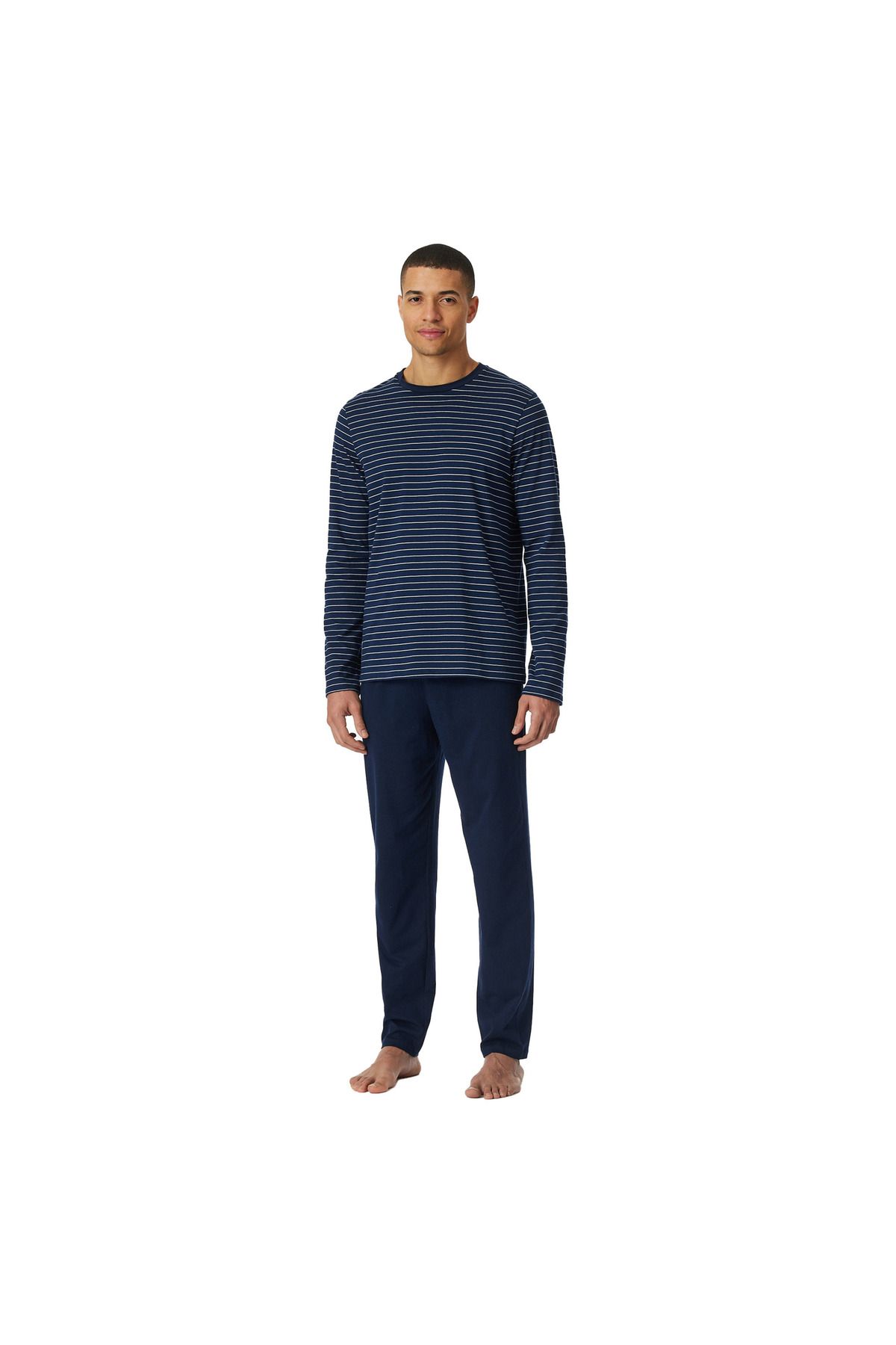 Schiesser-Herren Schlafanzug, lang - Casual Essentials, Baumwolle, Rundhals 2