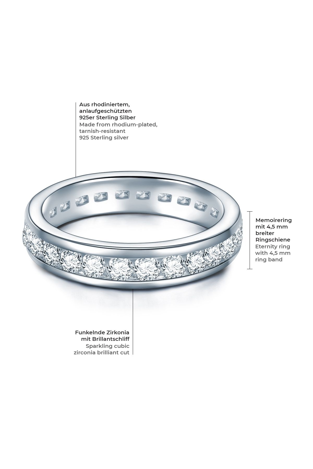 Trilani-Silberring Ring Sterling Silber Zirkonia Weiß 2