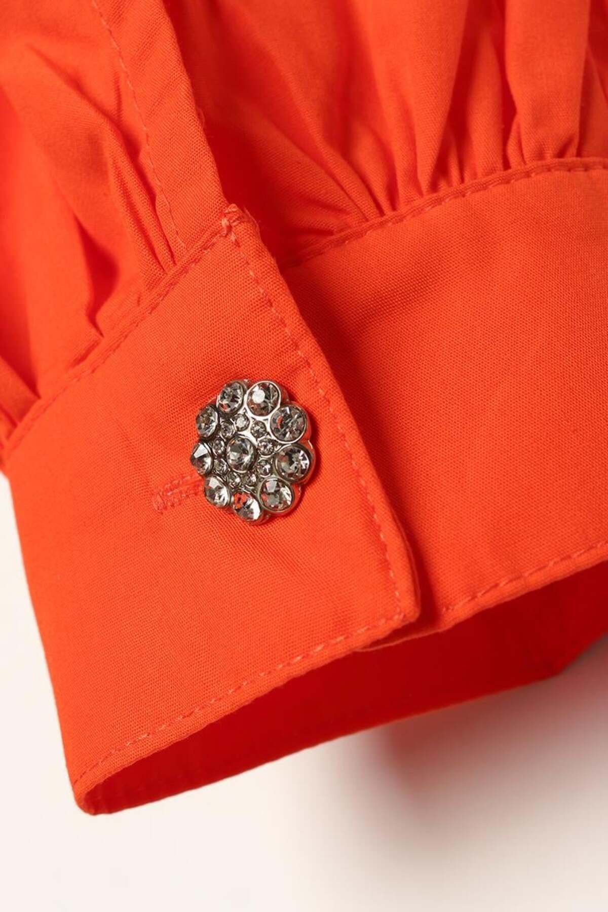 ALLDAY-Dark Orange- Ribbed Collarless Cotton Tunic 6