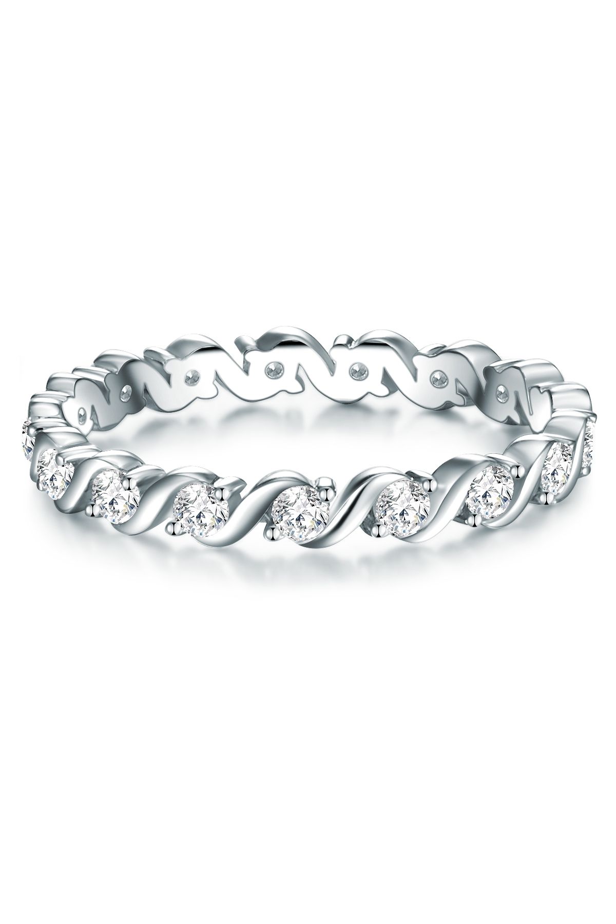 Trilani Silberring Ring Sterling Silber Zirkonia Weiß für Damen - 60