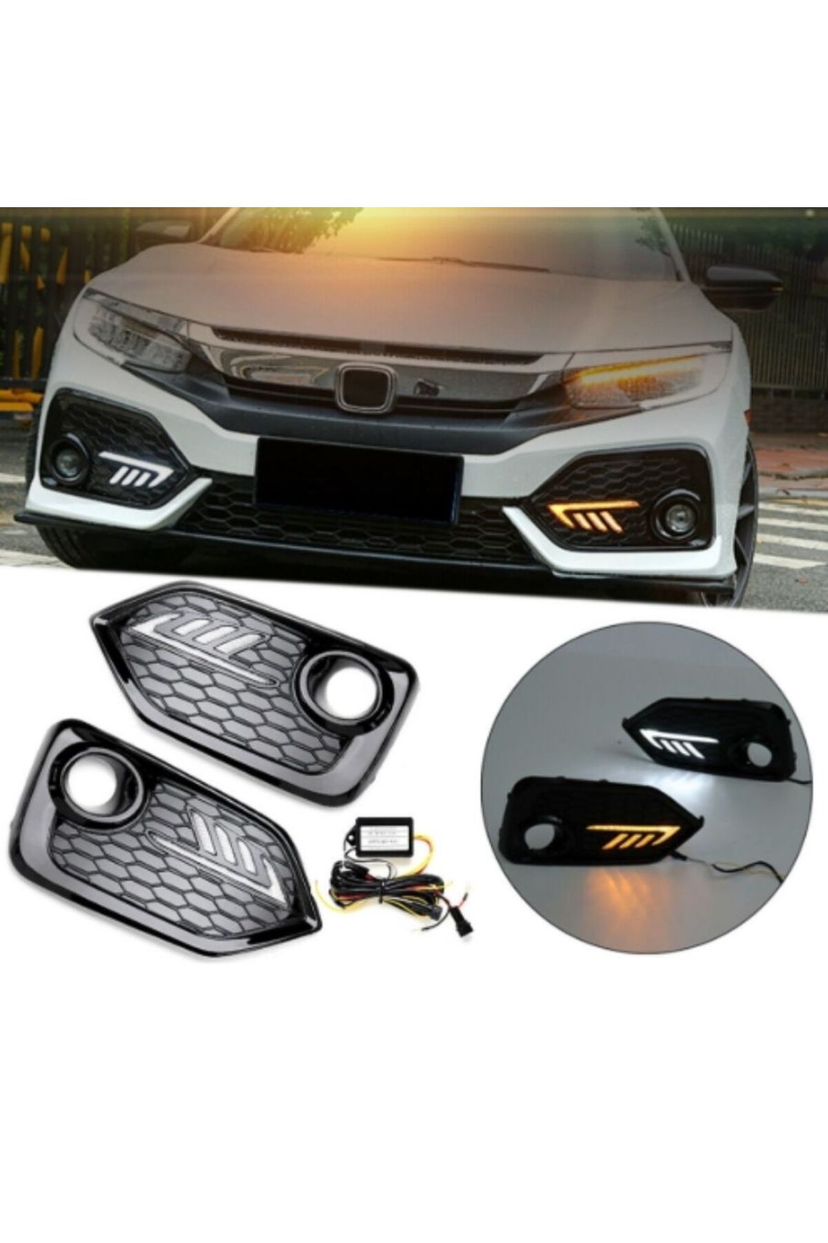 NS Nilser Auto Parts Honda Civic FK7 Hatcback Ön Sis Lambası Ledli Tip 2016-2019